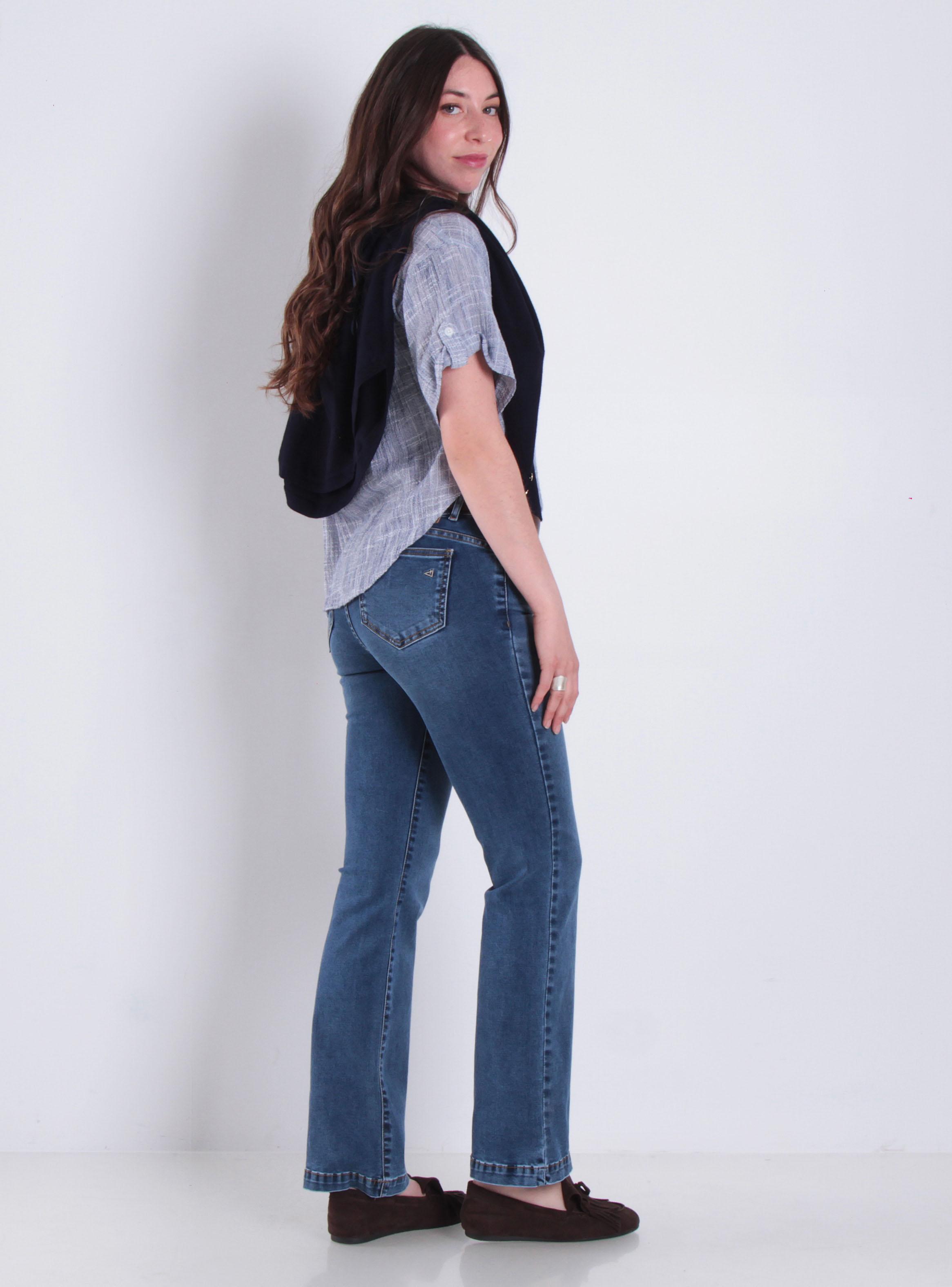 Jeans Recto Tiro Bajo Pretina Básica 1 Botón 3460-4