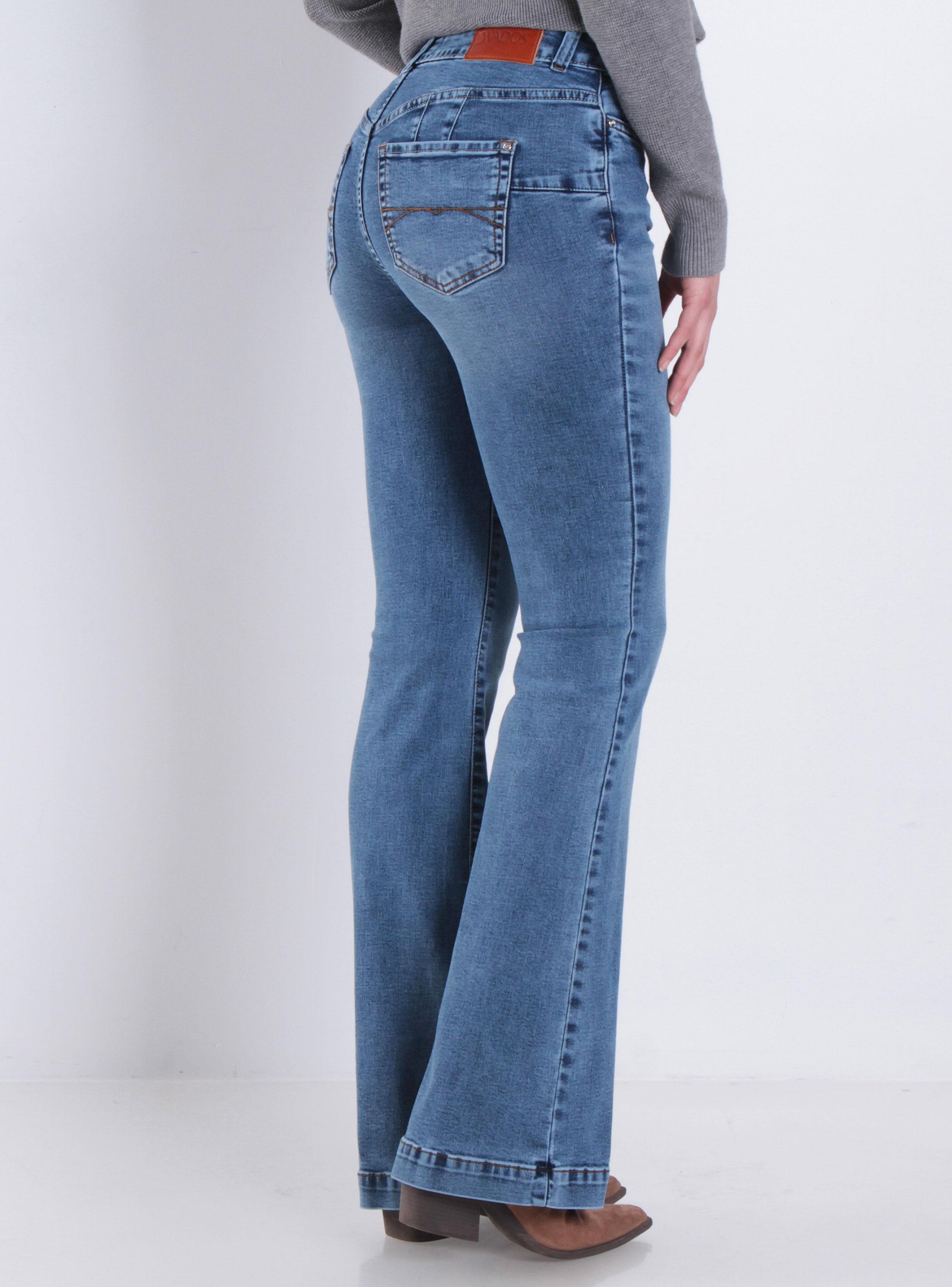 Jeans Flare Tiro Alto Pretina Push Up-1