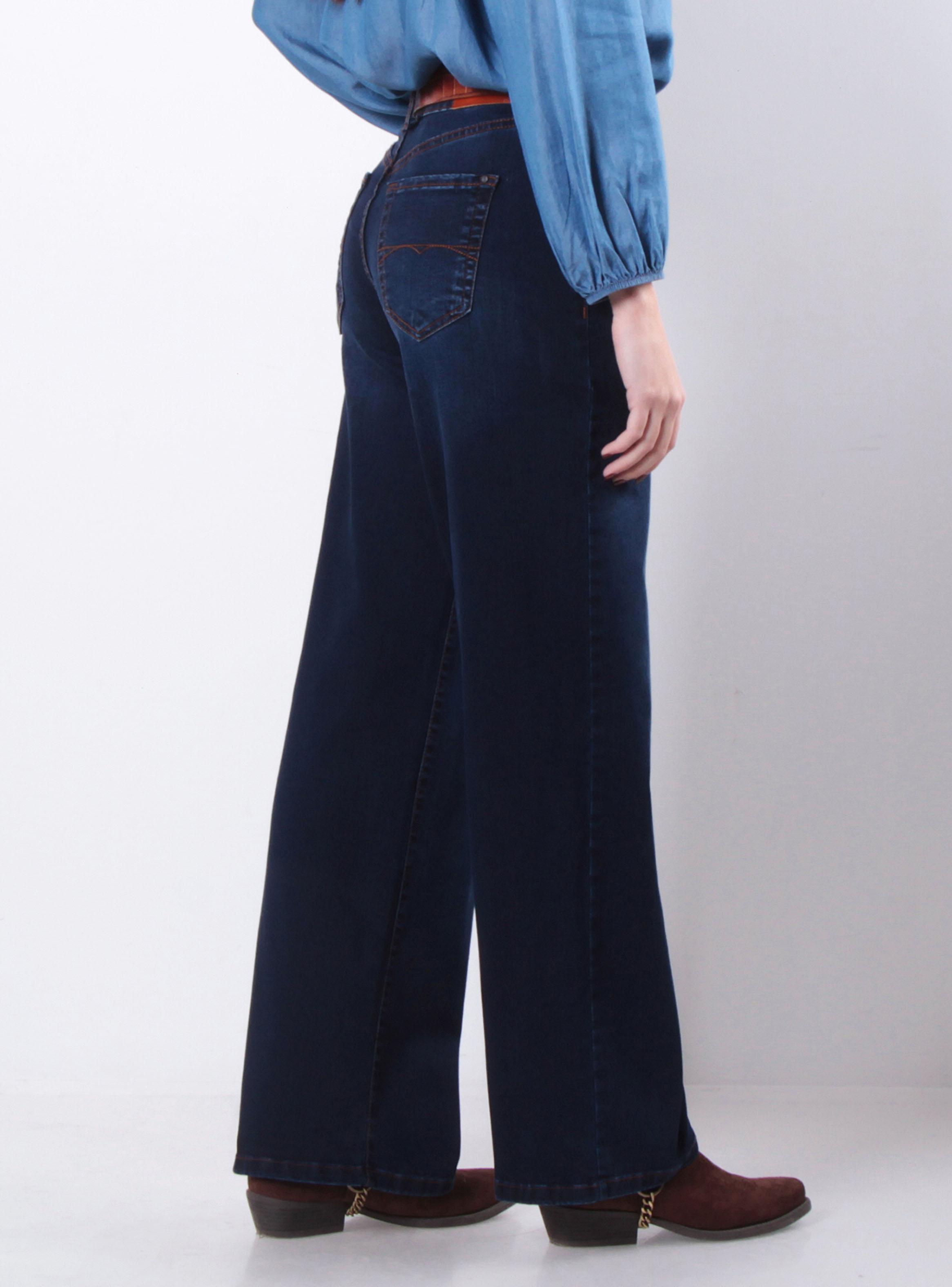 Jeans Básico Diseño Wide Tiro Medio con un Botón-2