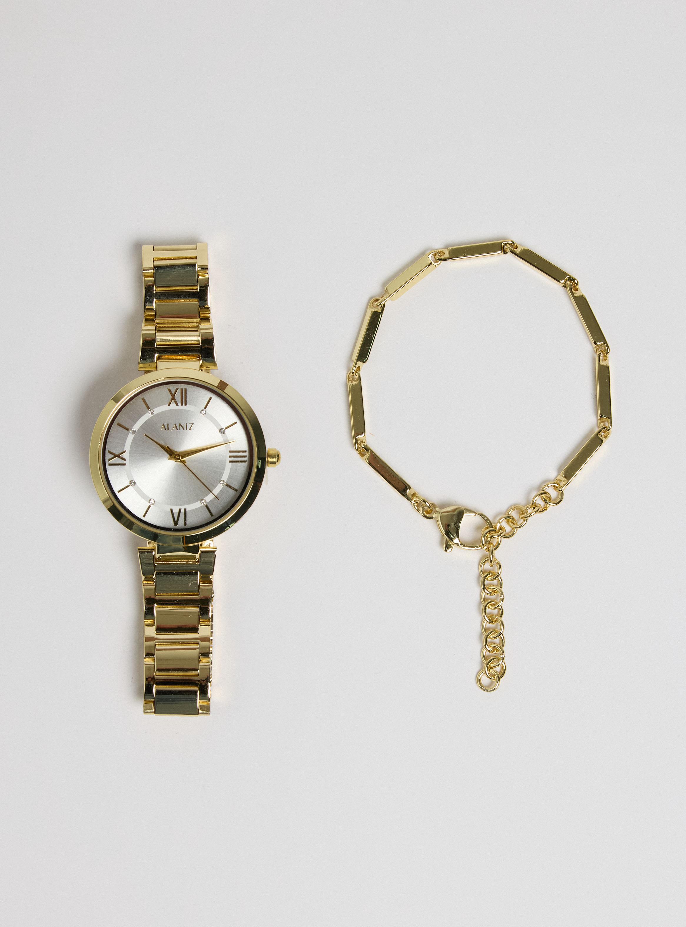 Pack Reloj Análogo Gold Mujer + Pulsera-2