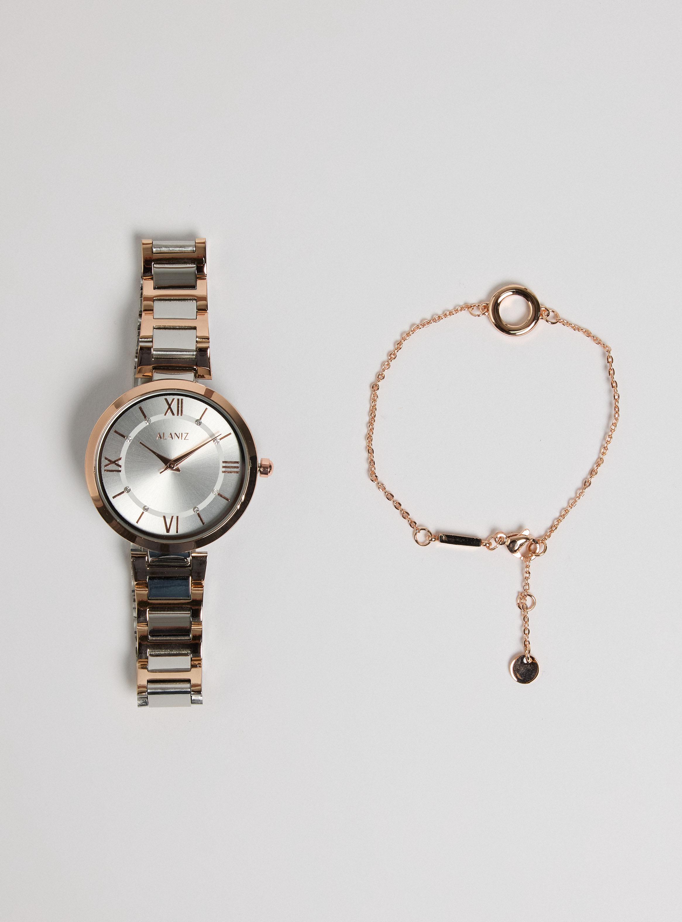 Pack Reloj Análogo Rose Gold Mujer + Pulsera-2