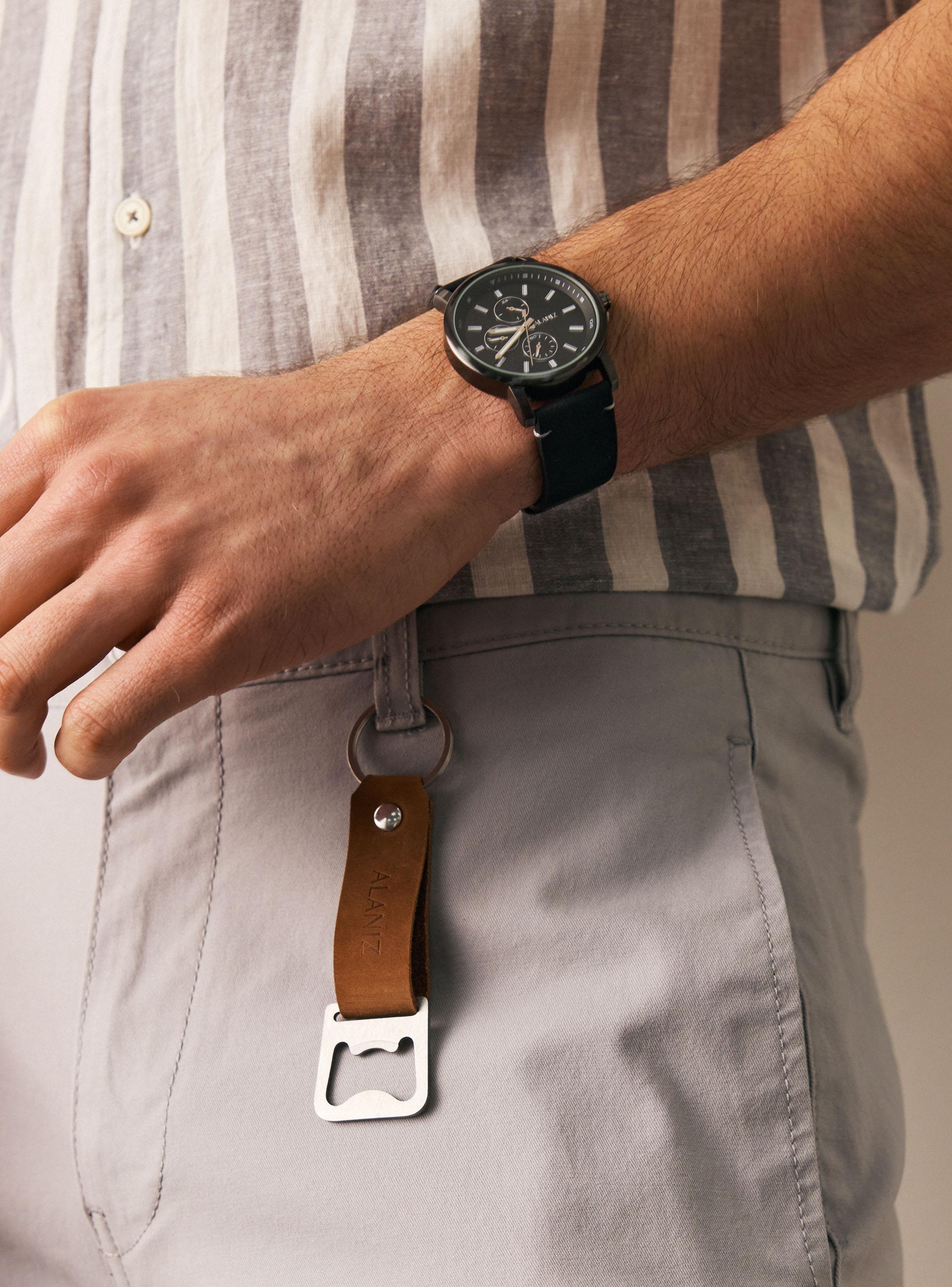 Pack Reloj Análogo Black Hombre + Llavero-5