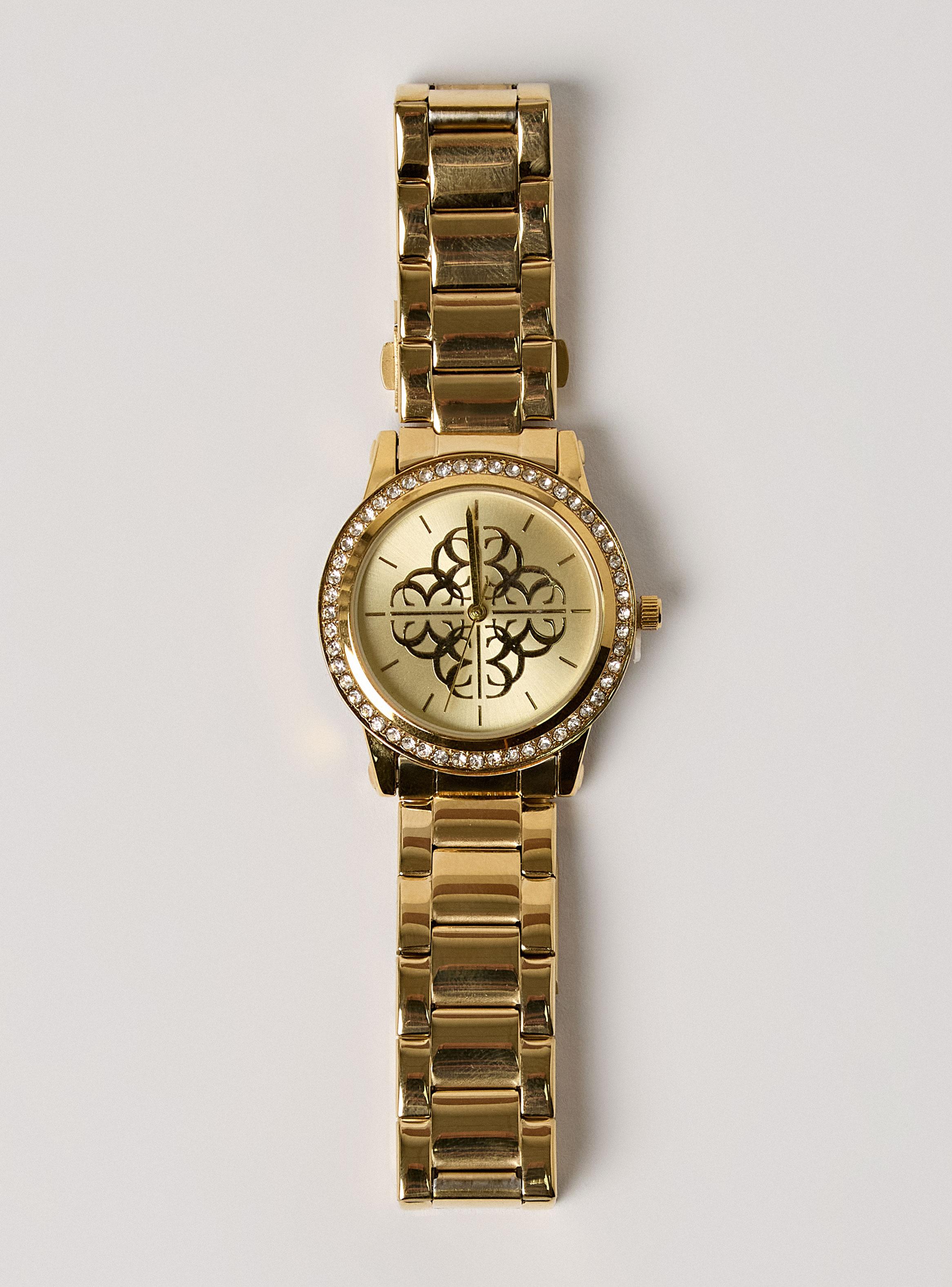 Reloj Análogo Dorado Metal con Brillos Mujer-2