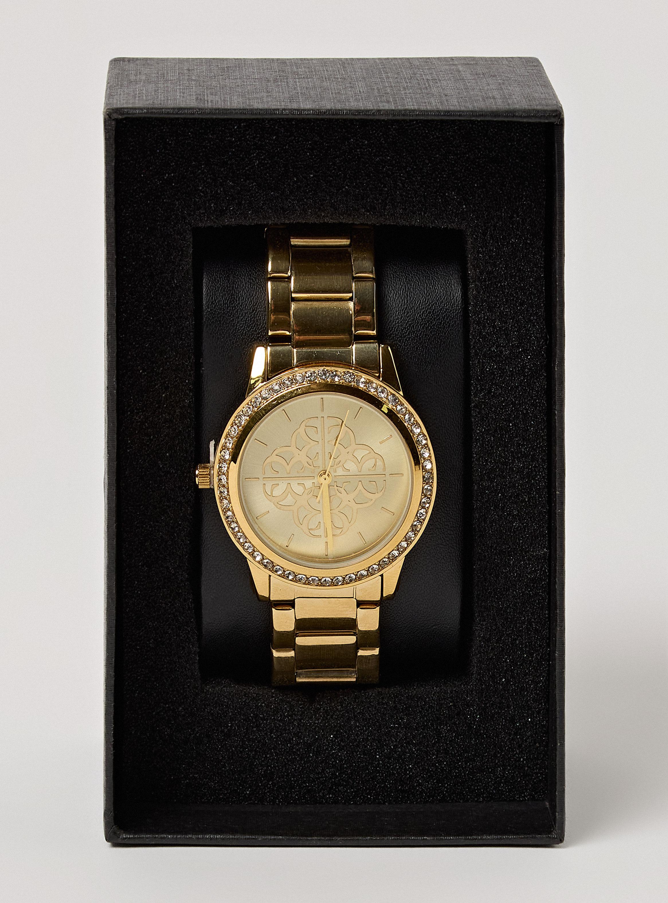 Reloj Análogo Dorado Metal con Brillos Mujer-3