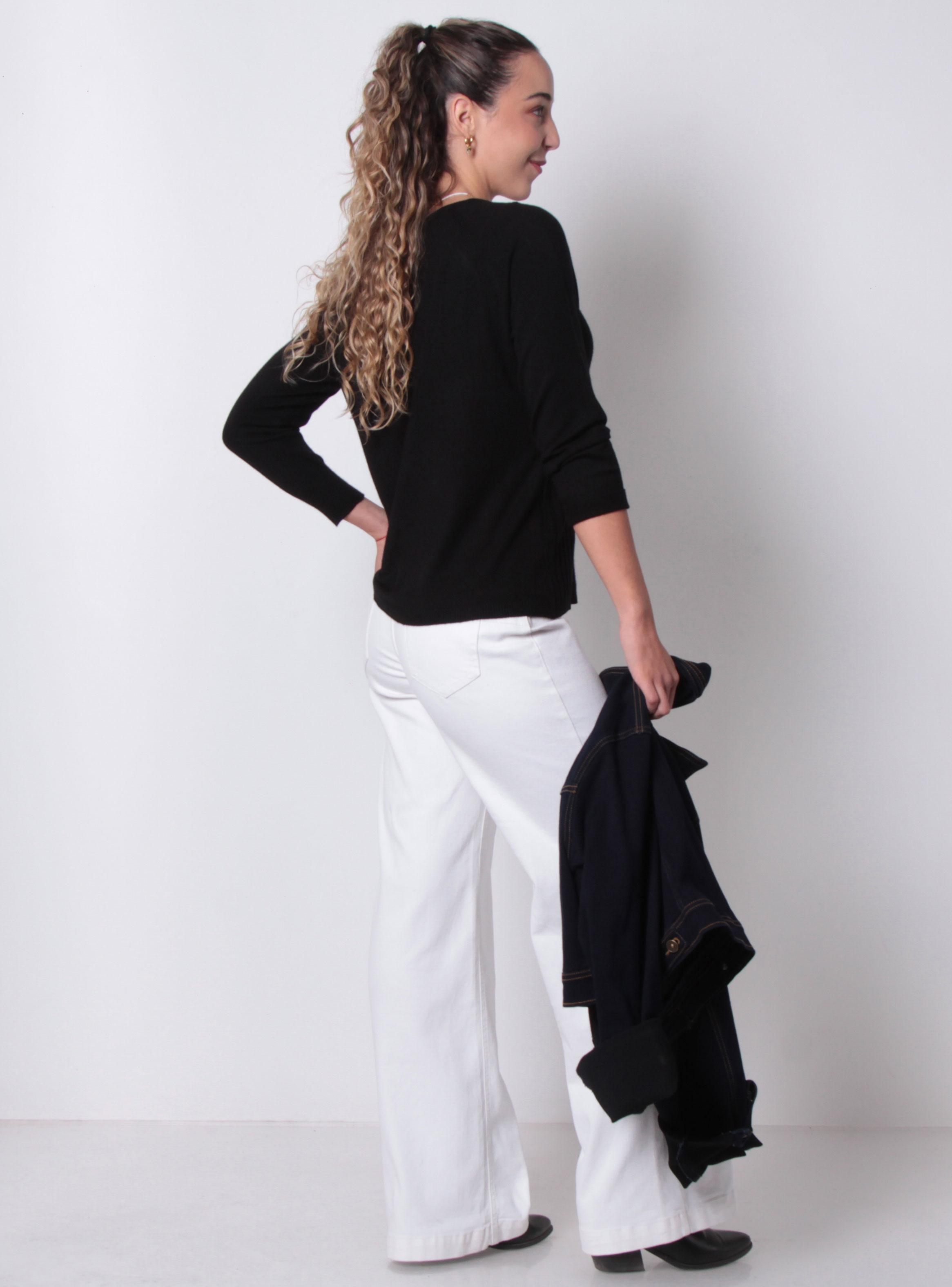Sweater Manga 3/4 Básico y Escote Redondo-4