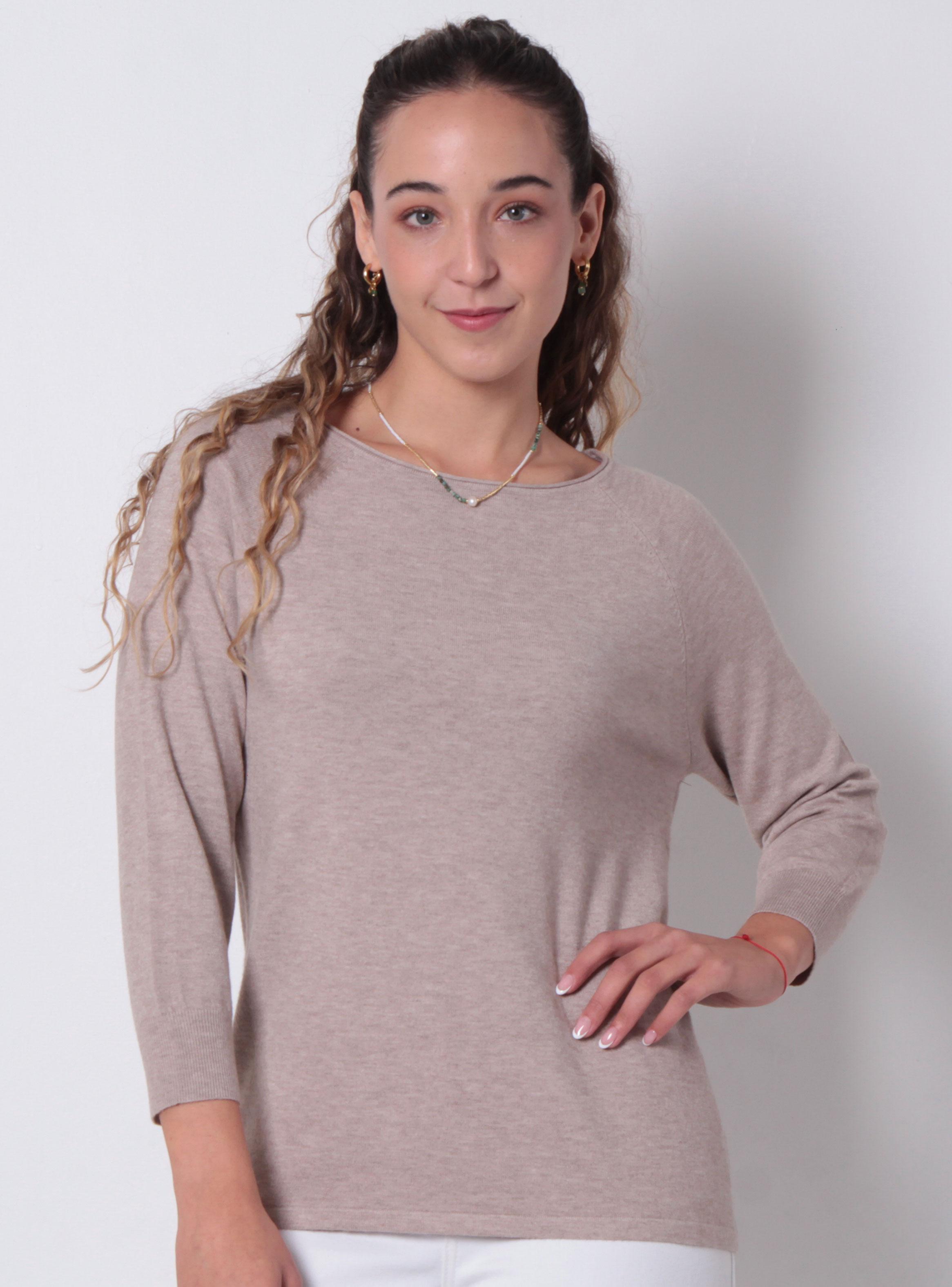 Sweater Manga 3/4 Escote Bote-0