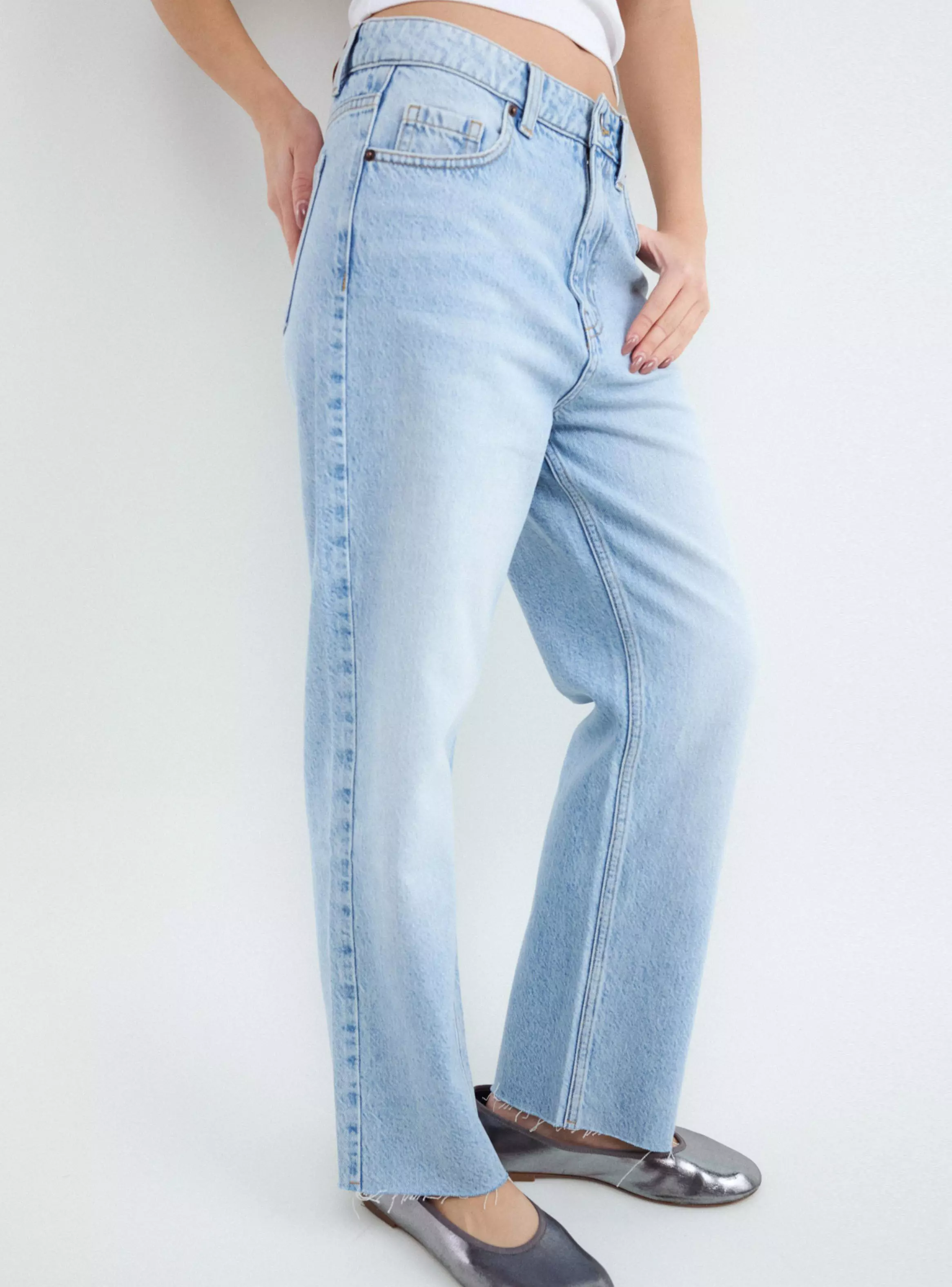 Jeans Denim Straight Crop-2