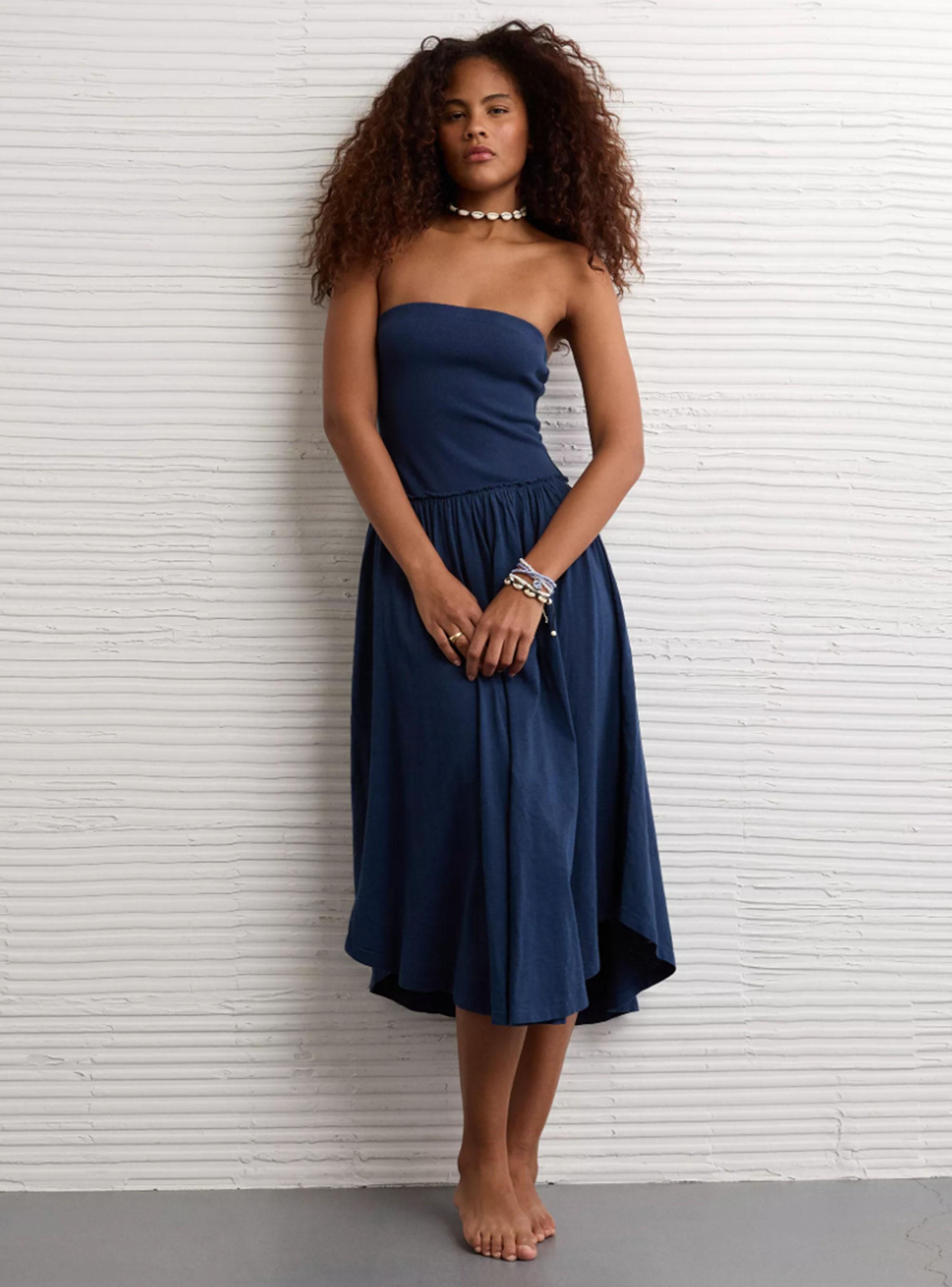 Vestido Ae Sunchaser Strapless Midi-0