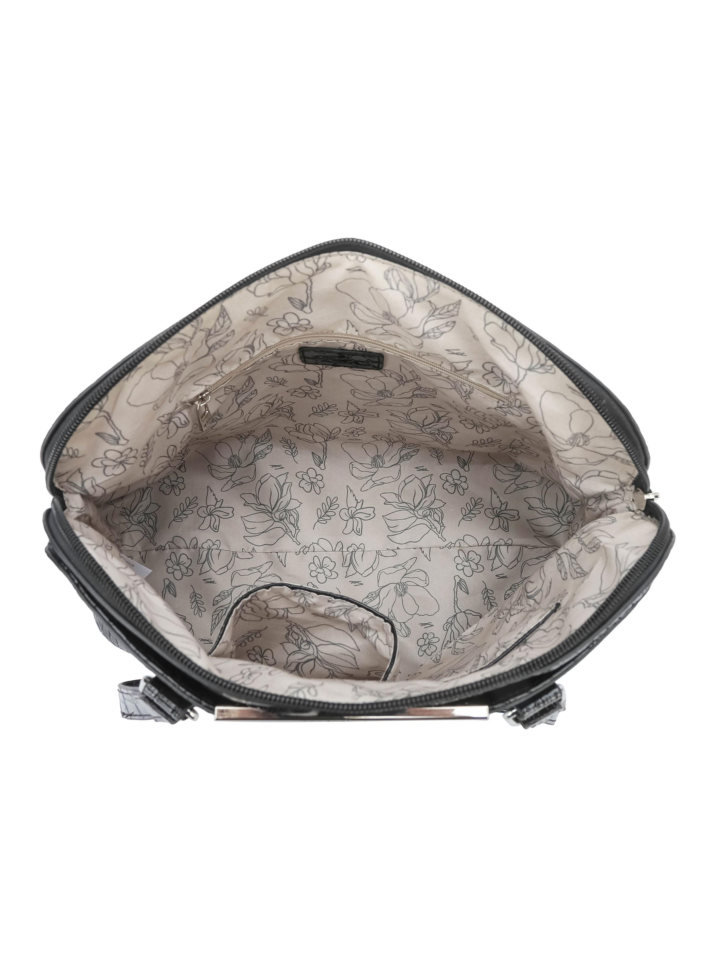 Cartera de Hombro Croco Hydrangea Negro-3