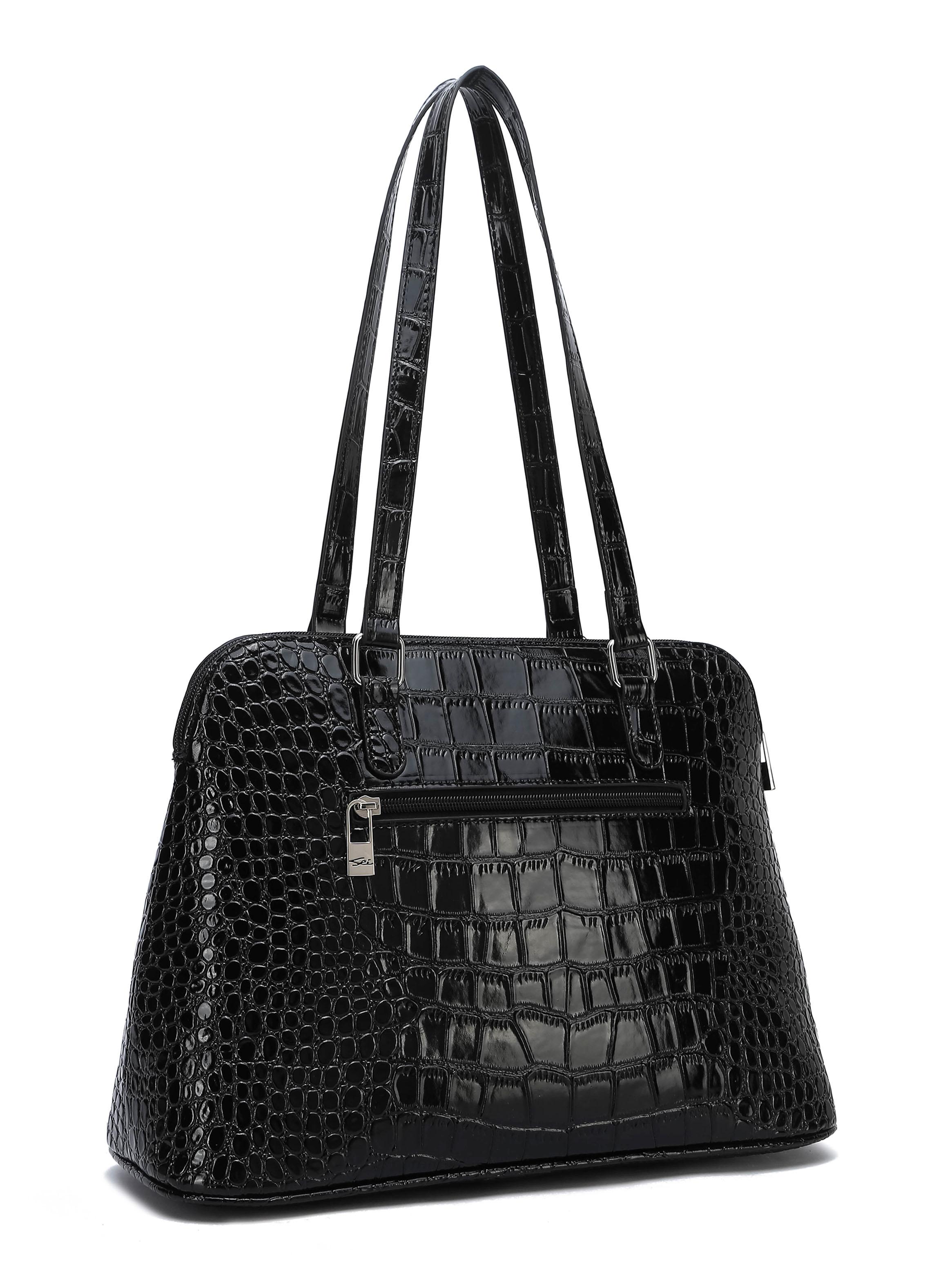 Cartera de Hombro Croco Hydrangea Negro-2