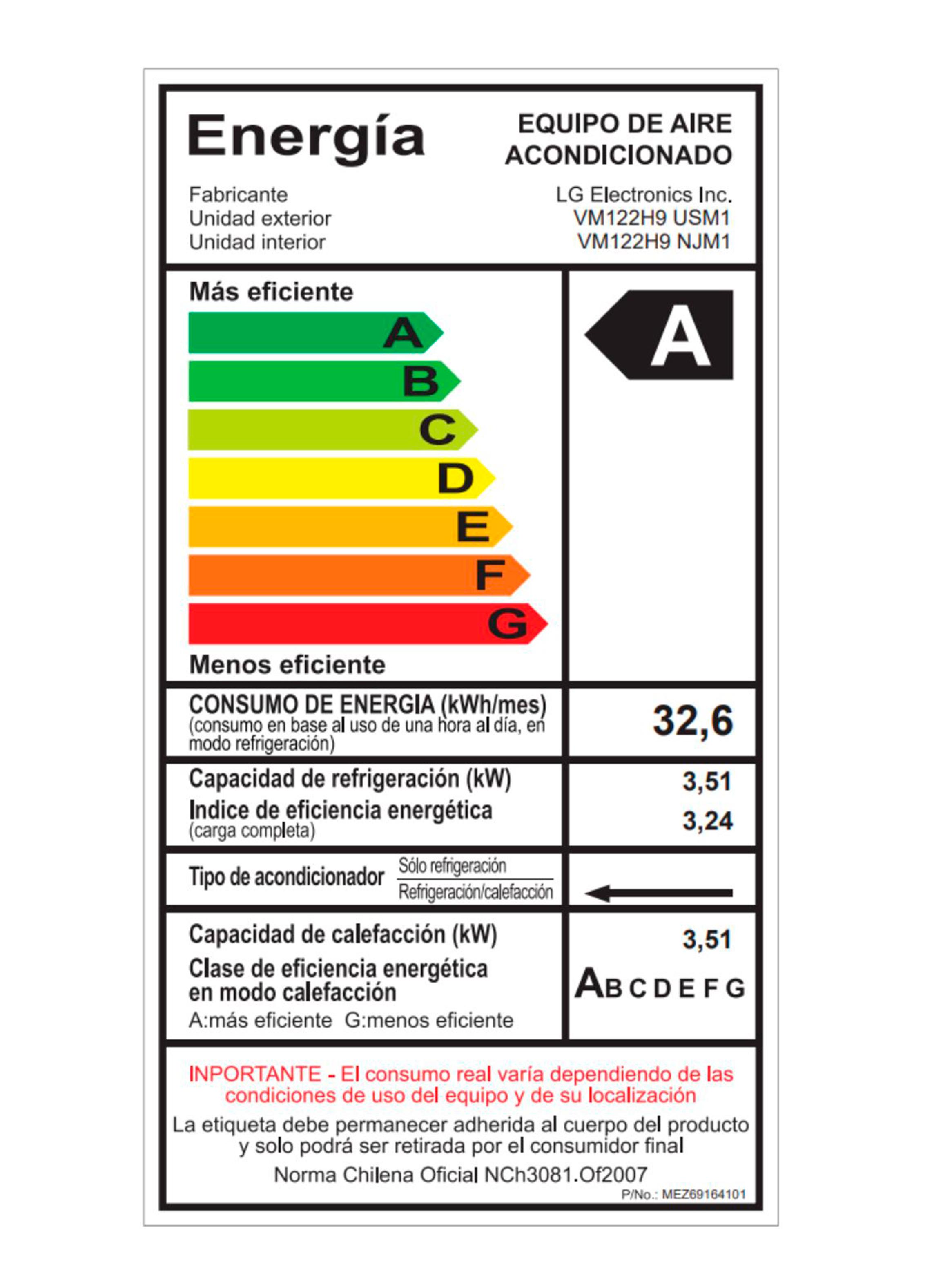Aire Acondicionado Frío/Calor 12000 BTU WiFi Dual Inverter VM122H9-11