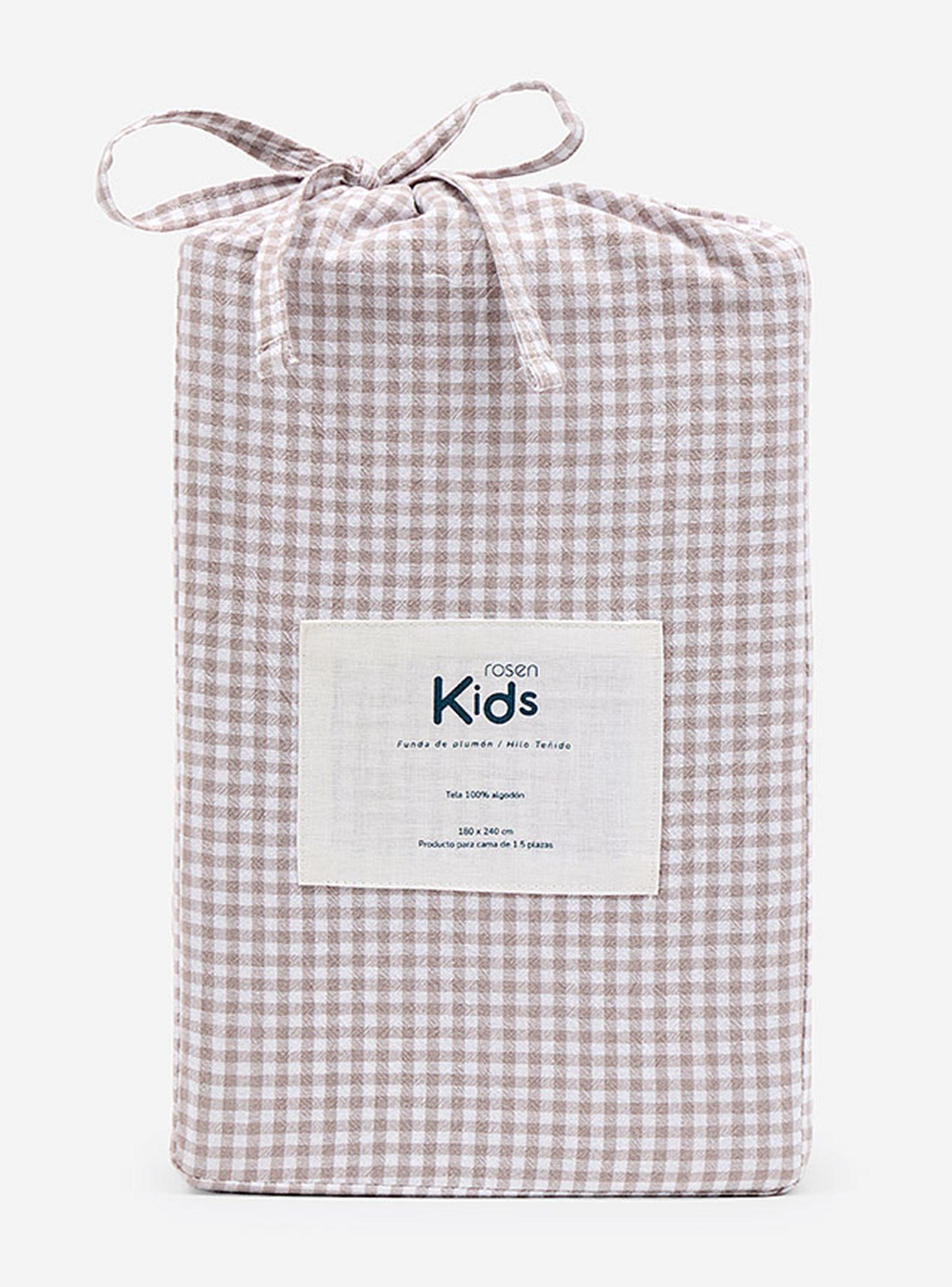 Funda de Plumón Kids Algodón Vichy Beige 1.5 Plazas-4