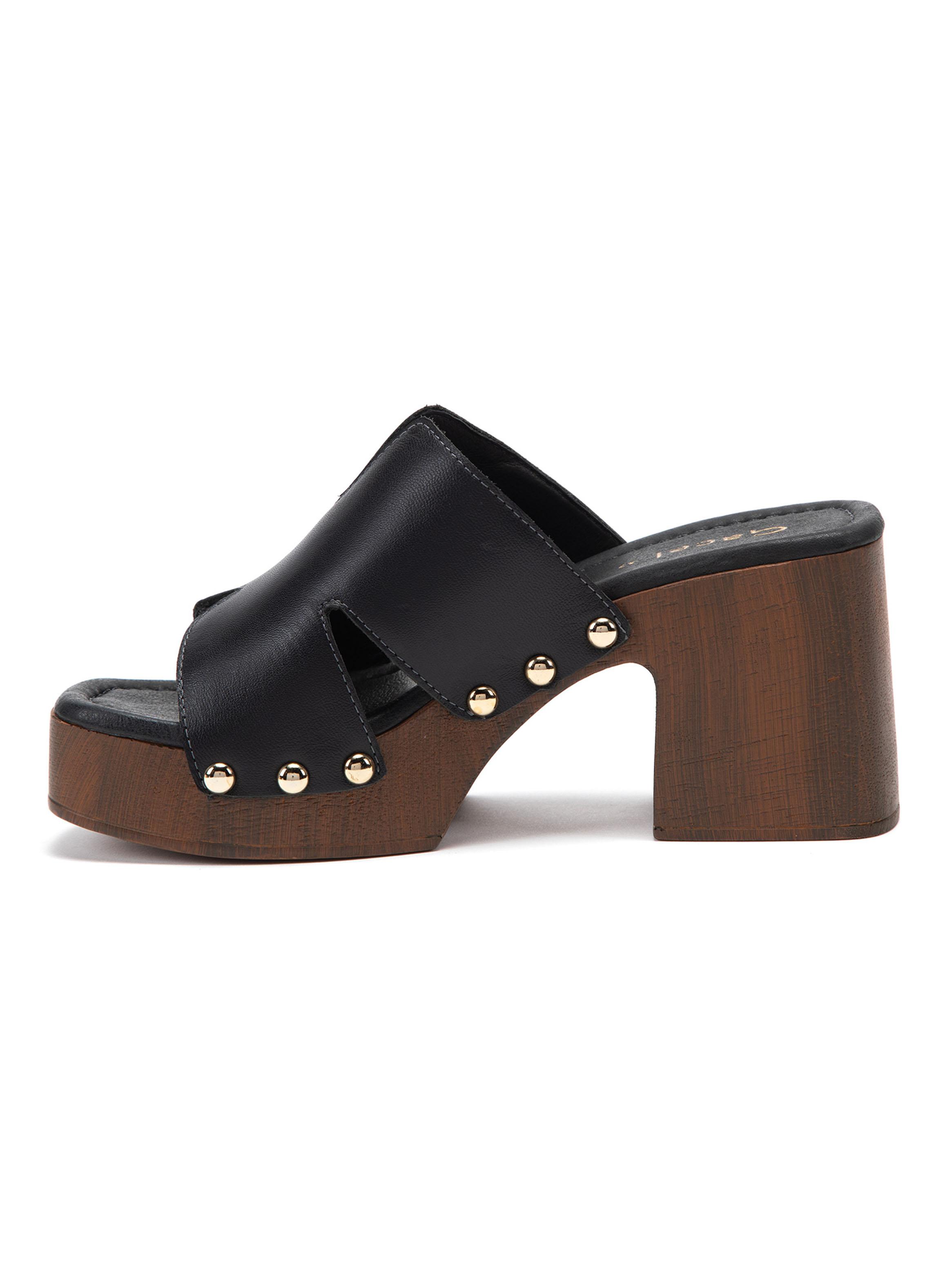 Sandalia Cuero Daisy Negro 661174 Cuero Mujer-2
