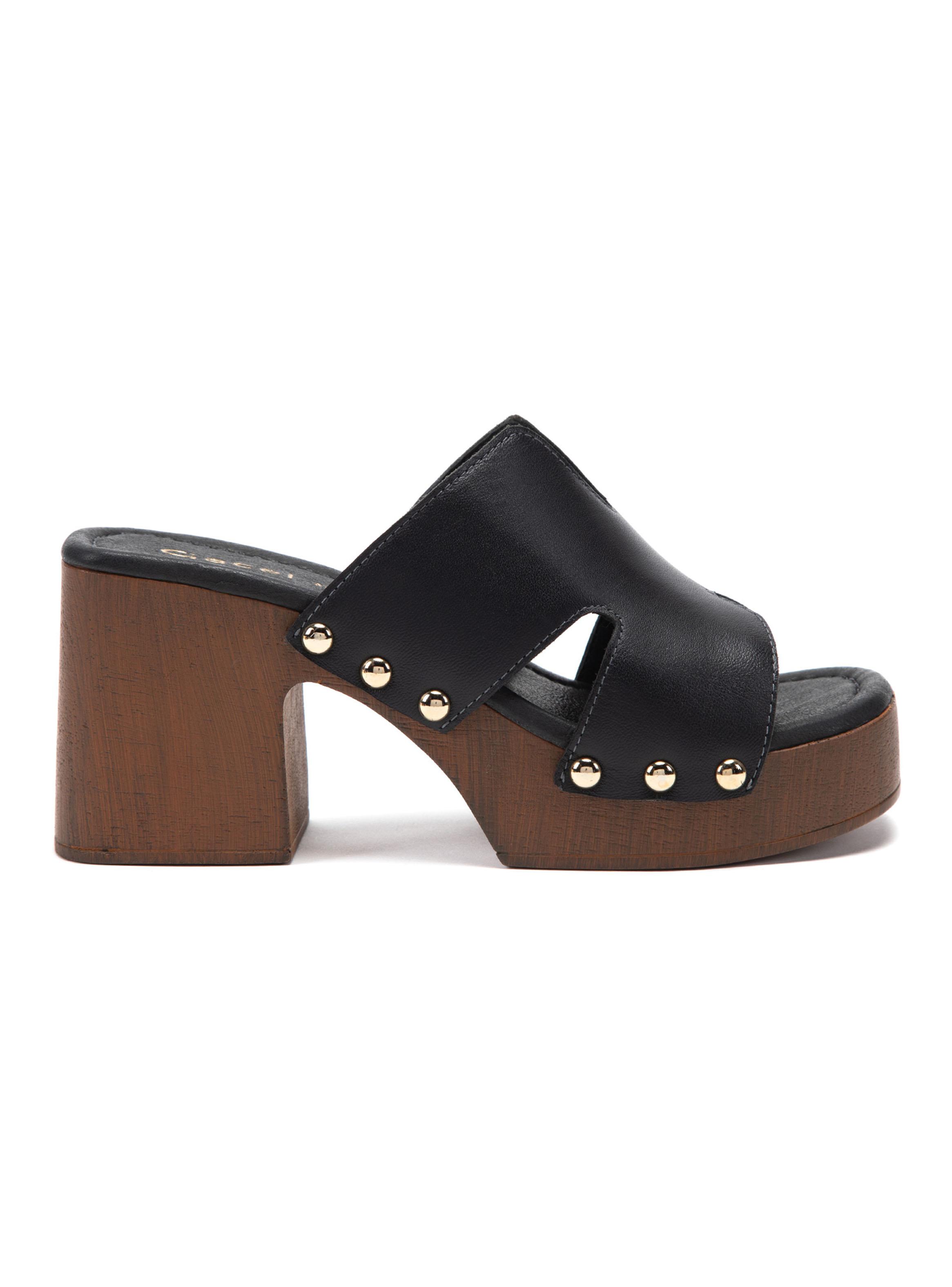 Sandalia Cuero Daisy Negro 661174 Cuero Mujer-1