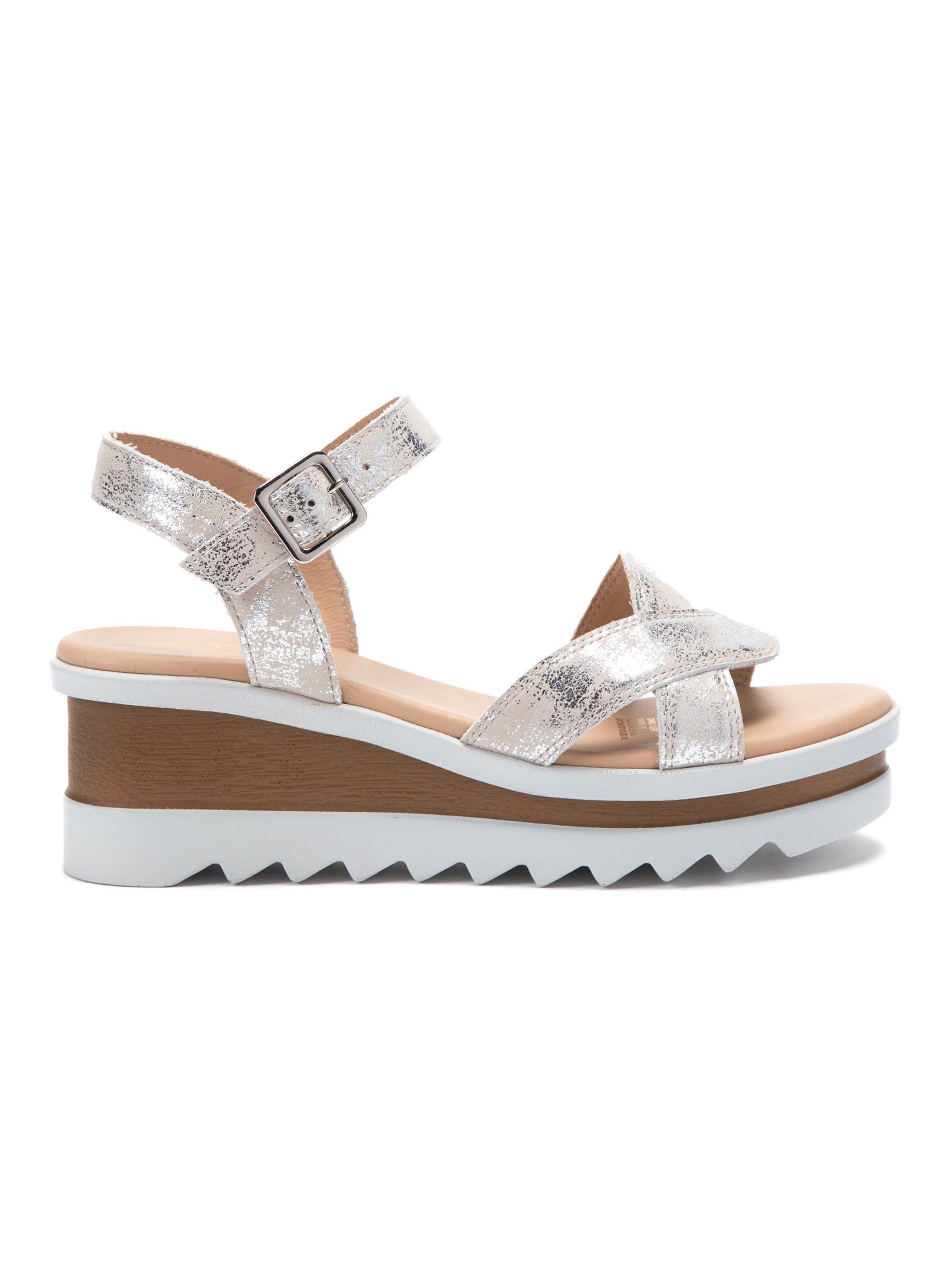 Sandalia Diletta Plateado 661187 Cuero Mujer-1