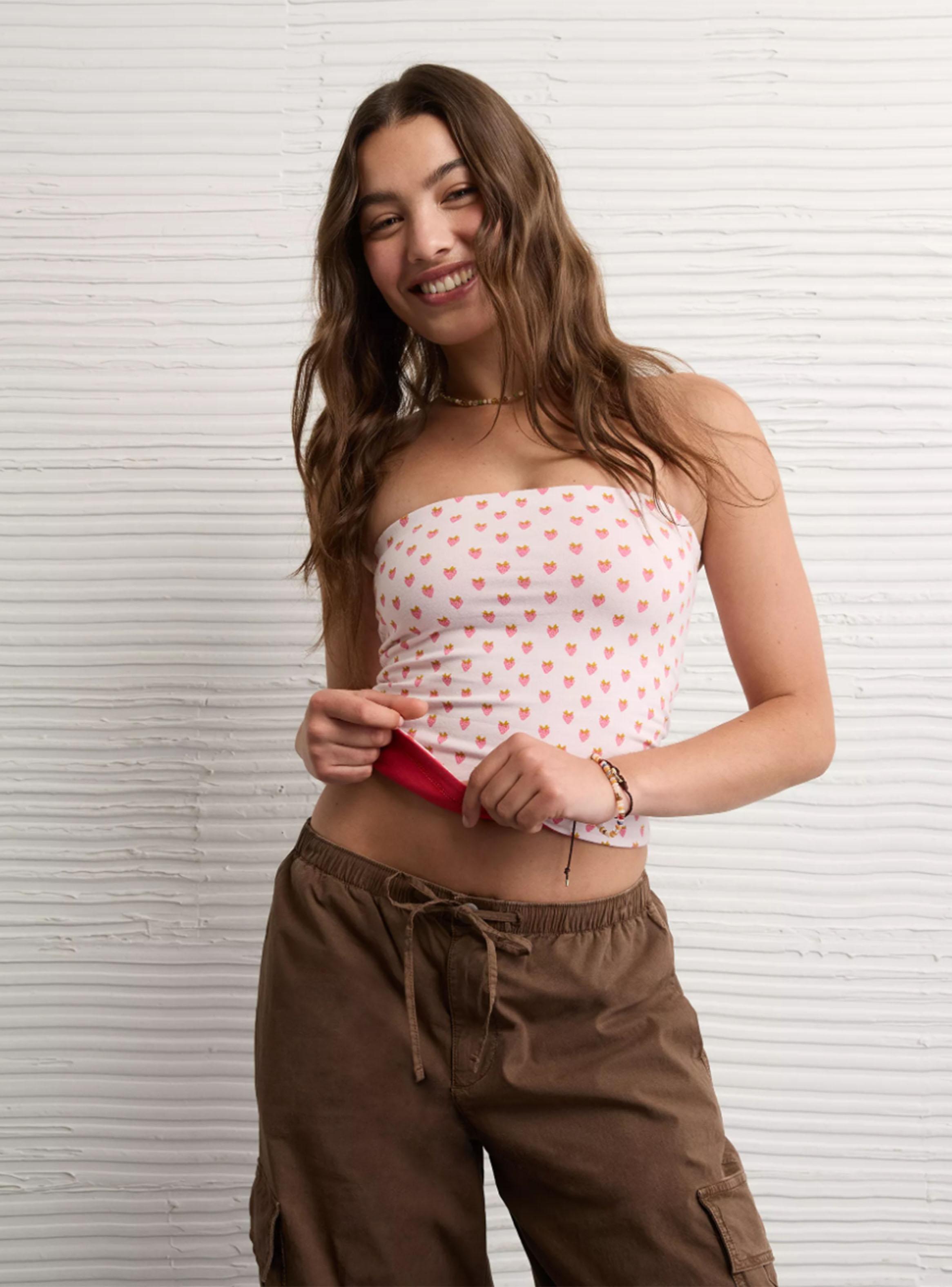 Top Ae Strapless Rayado-0