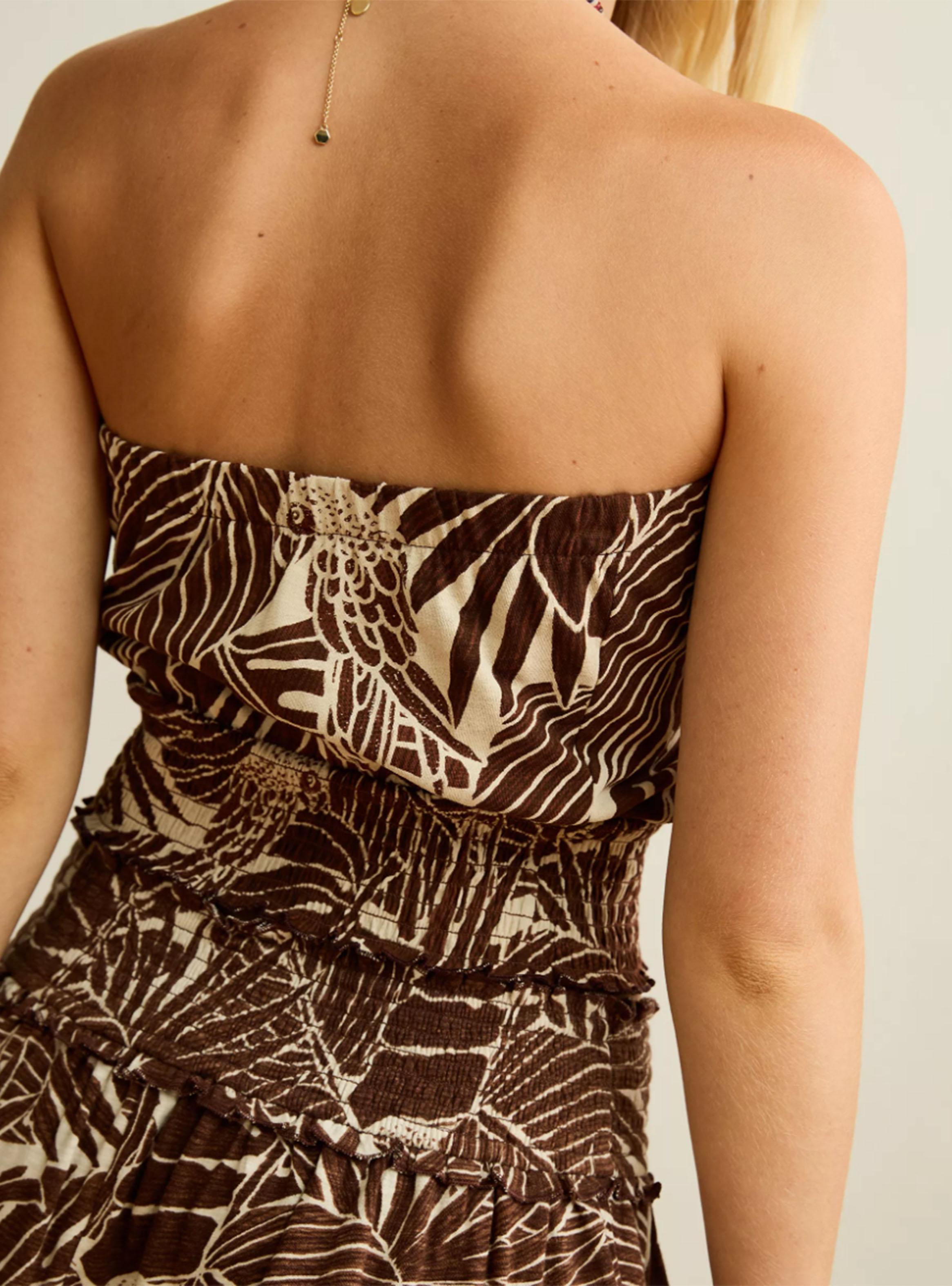 Top Ae Strapless Estampado Hojas-1