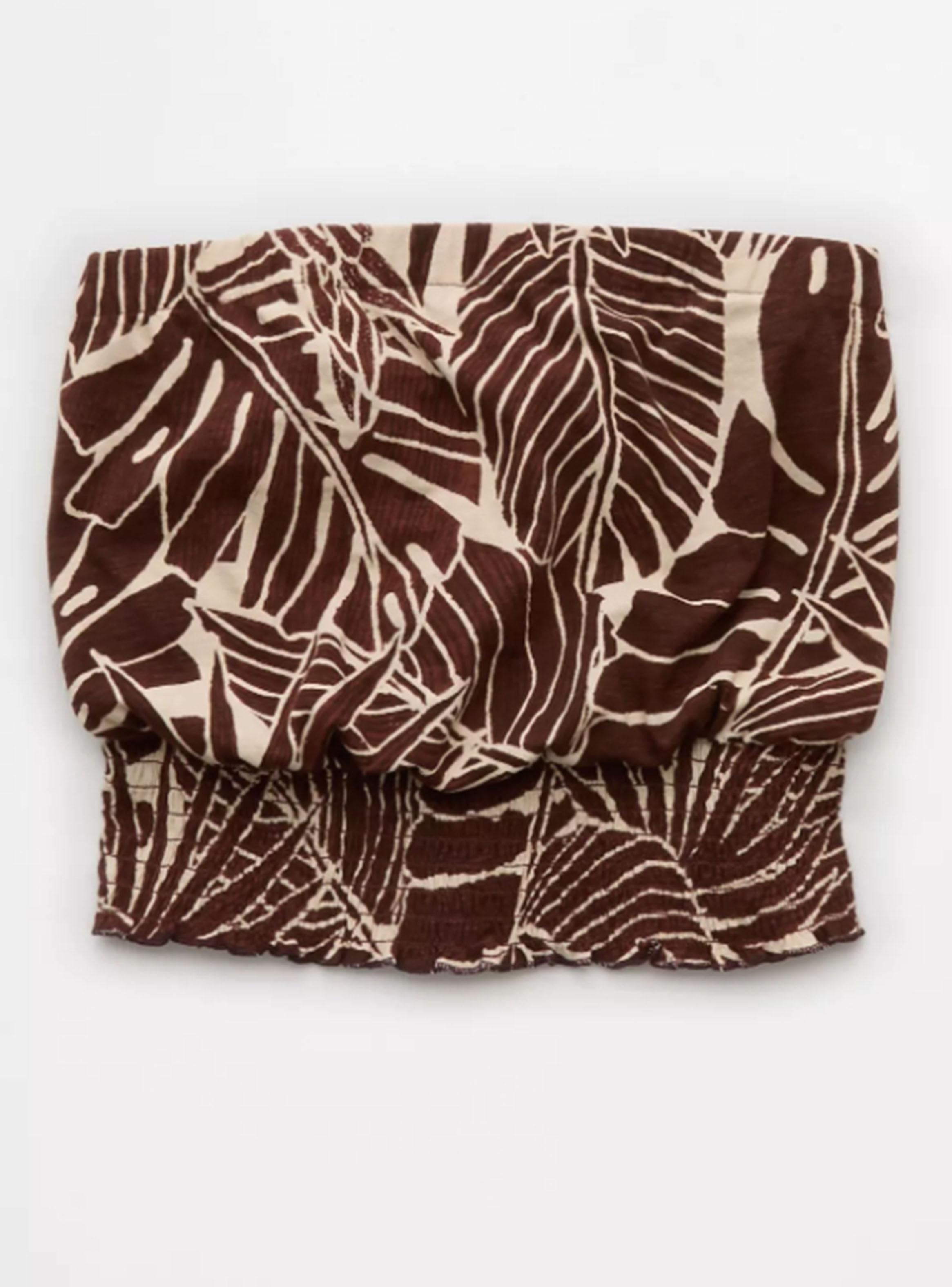Top Ae Strapless Estampado Hojas-2