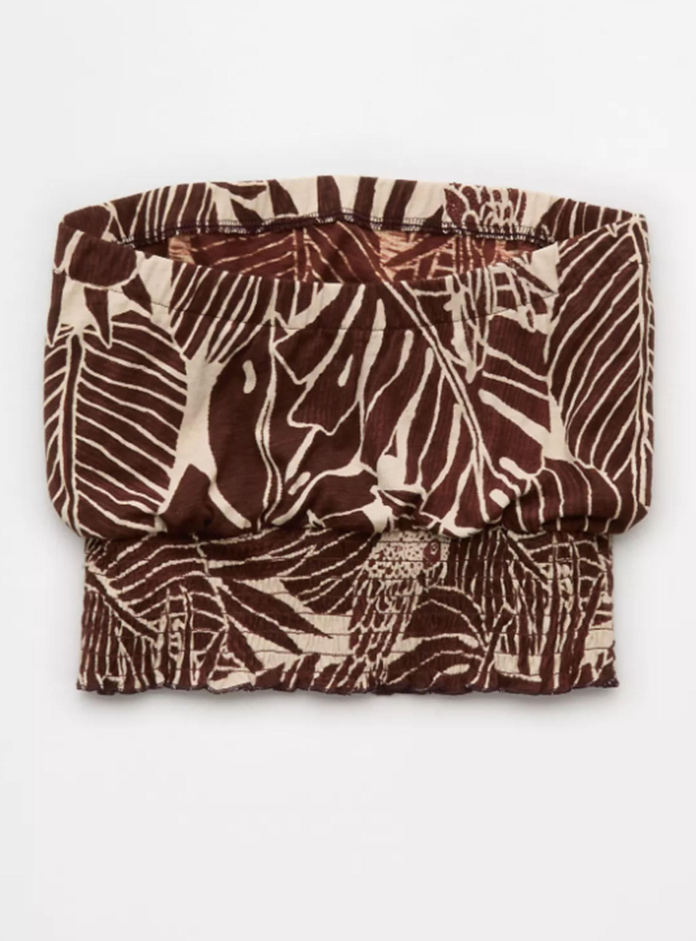 Top Ae Strapless Estampado Hojas-3