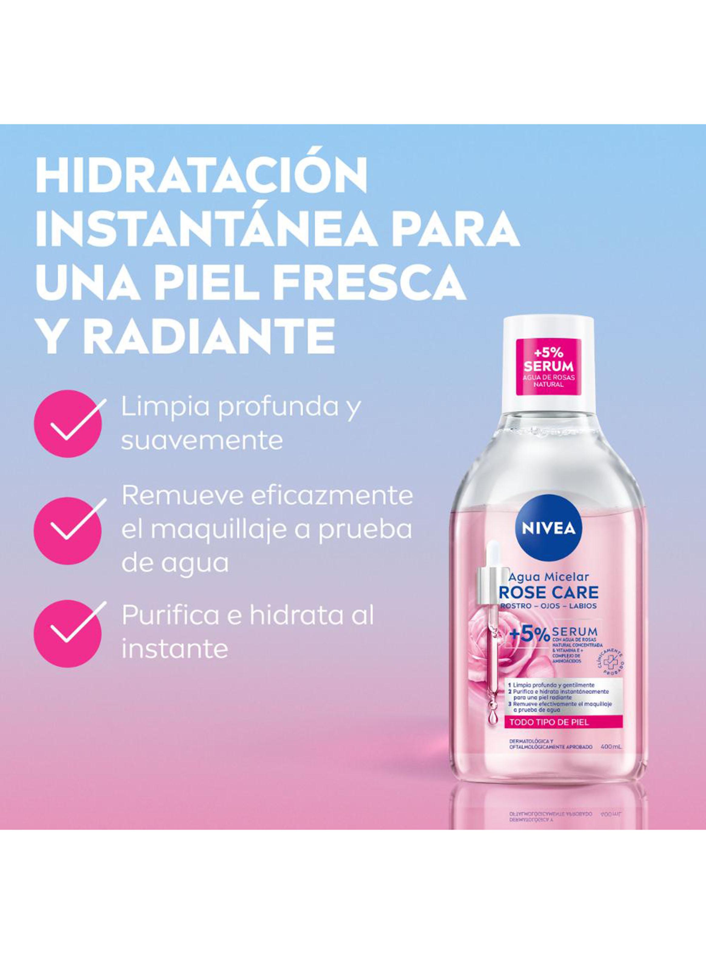 Agua Micelar Facial Rose Care Limpieza Suave 400ml-2