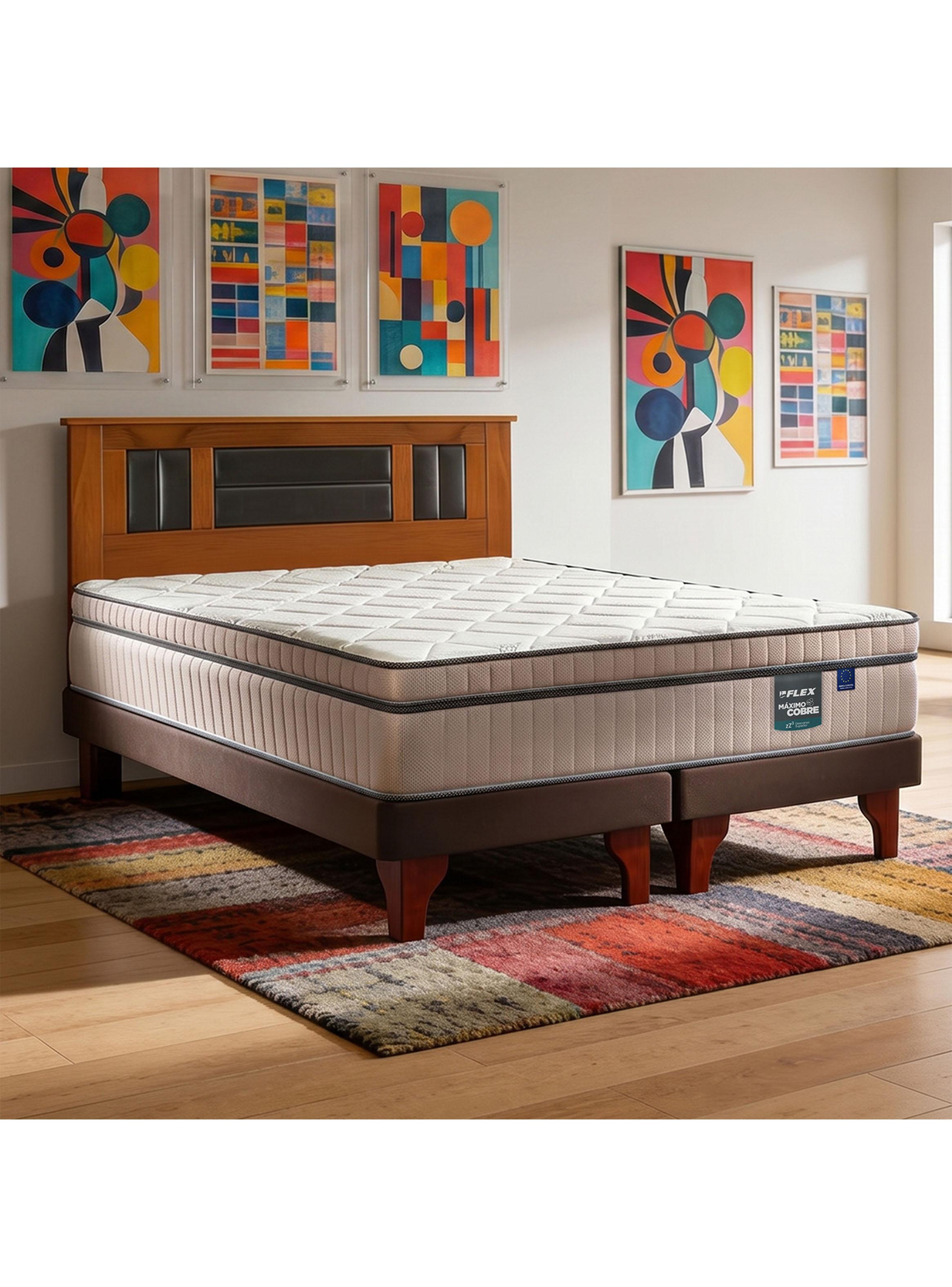 Cama Europea Máximo Cobre 2 Plazas Base Dividida+ Respaldo Lorraine-5