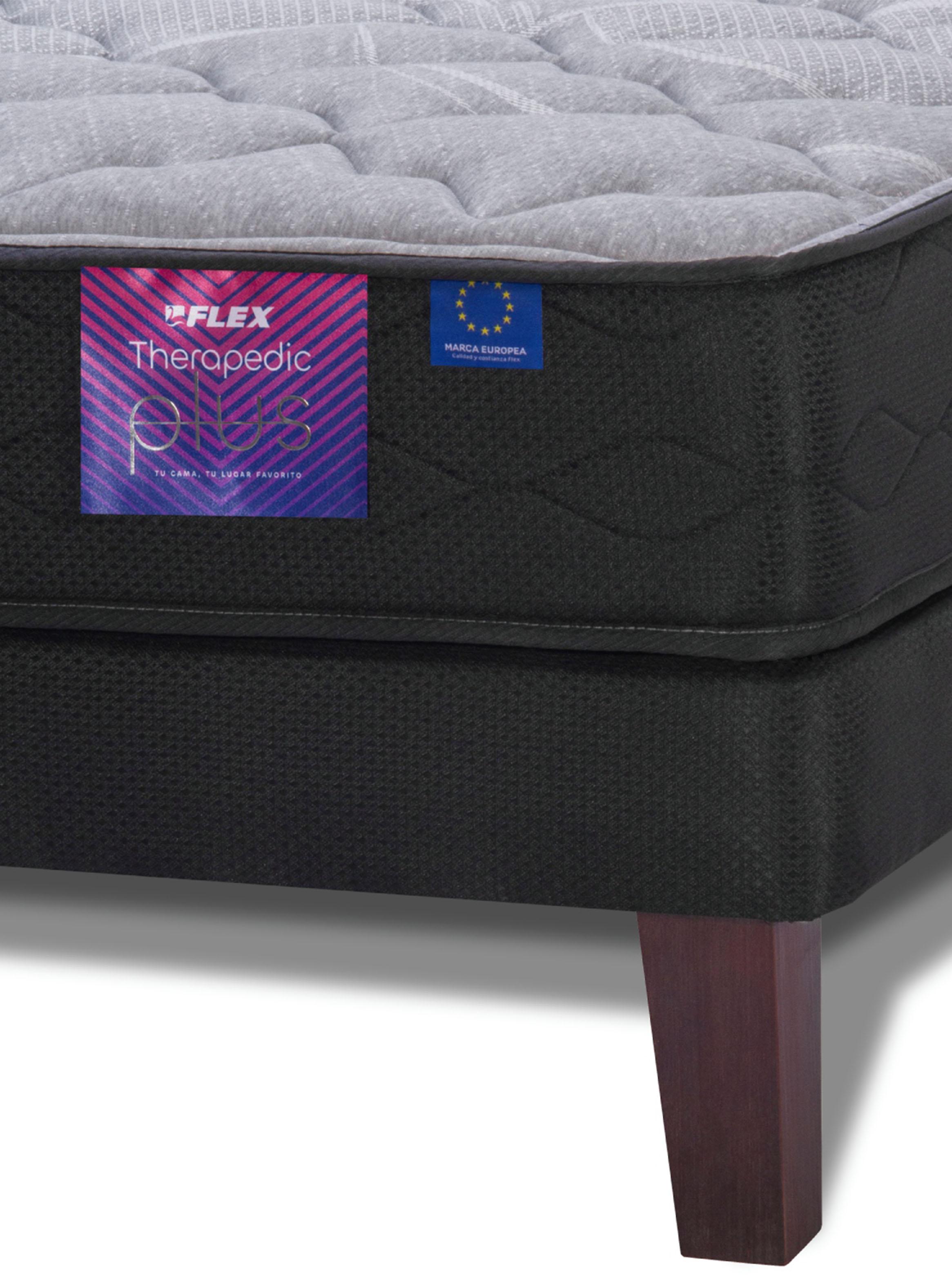 Cama Europea Therapedic Plus 1.5 Plazas + Respaldo Royal + Velador Rock-4