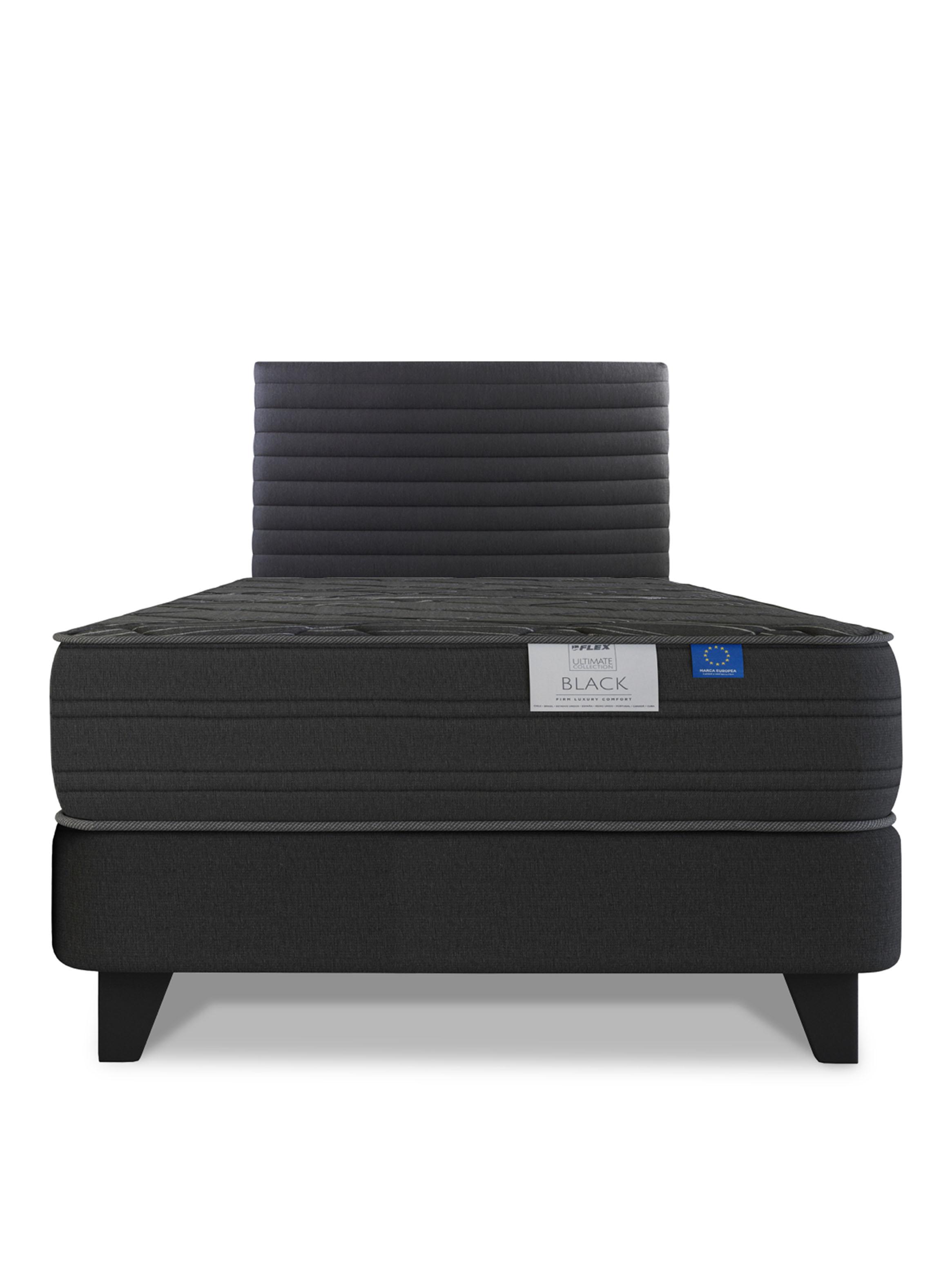 Cama Europea 1.5 Plazas Black Base Normal Respaldo-2