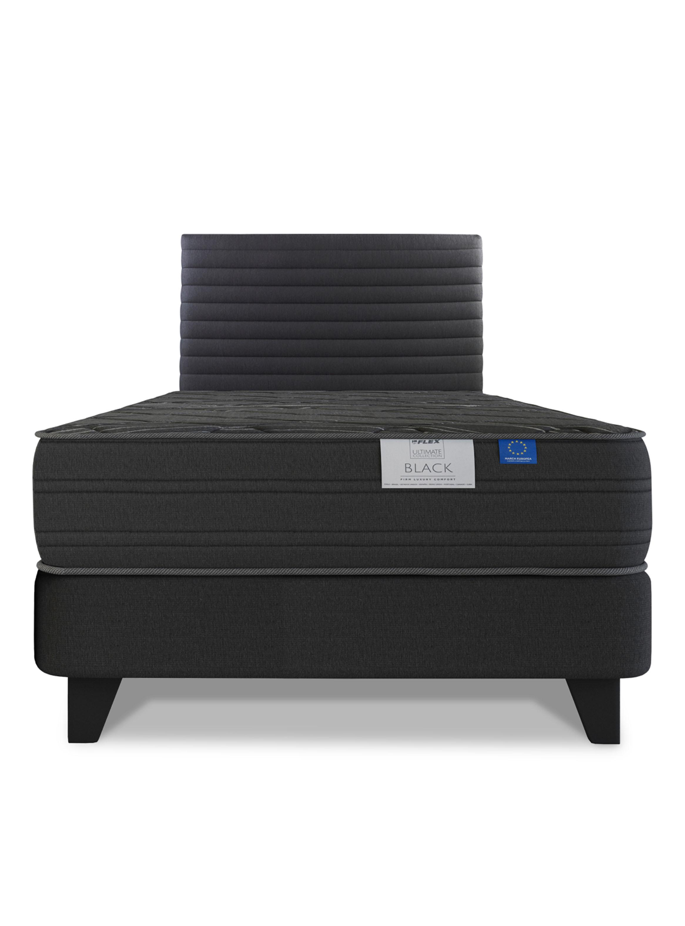 Cama Europea 1.5 Plazas Black Base Normal Respaldo-1