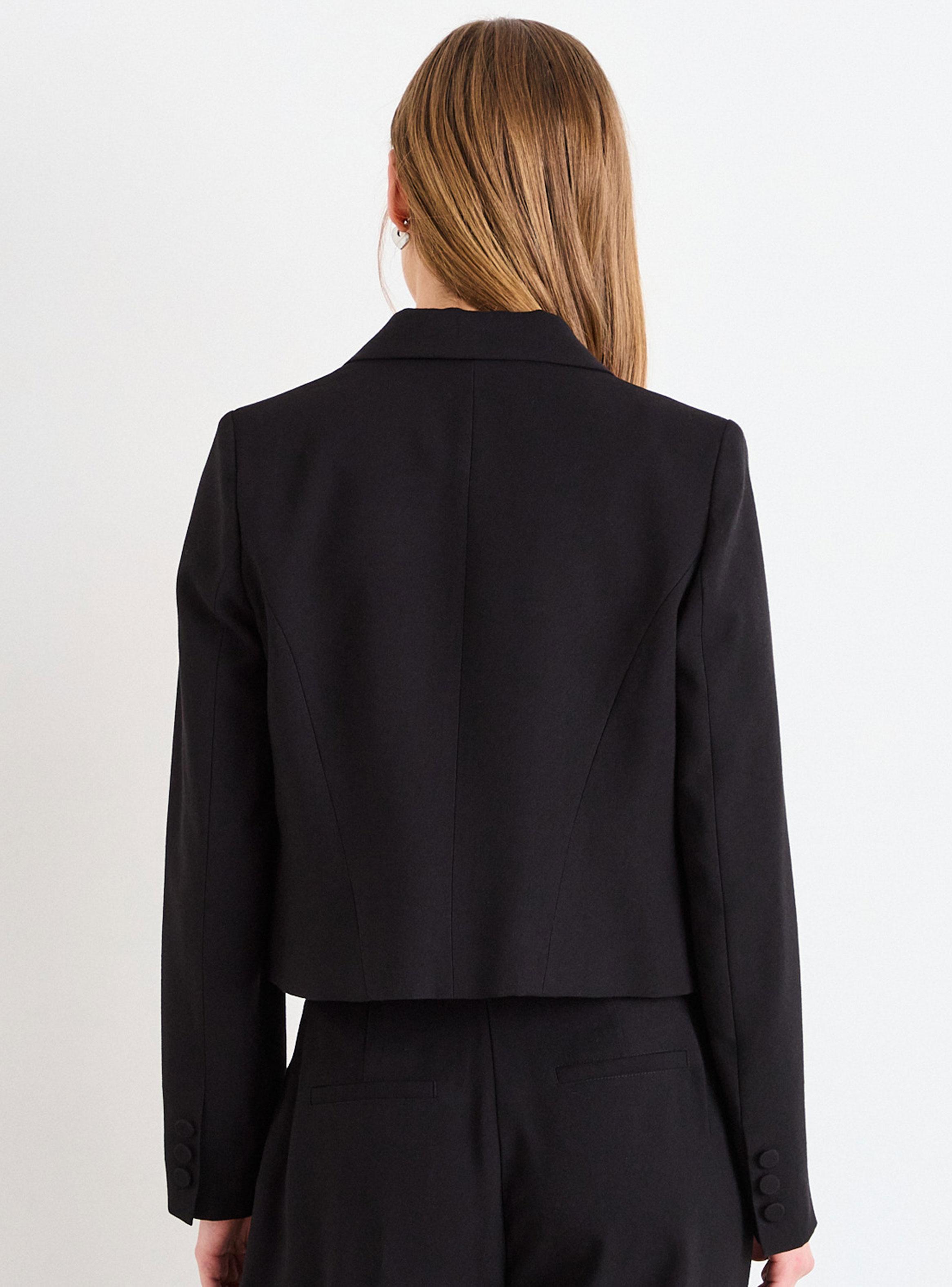 Blazer Liso con Cuello V Largo-1