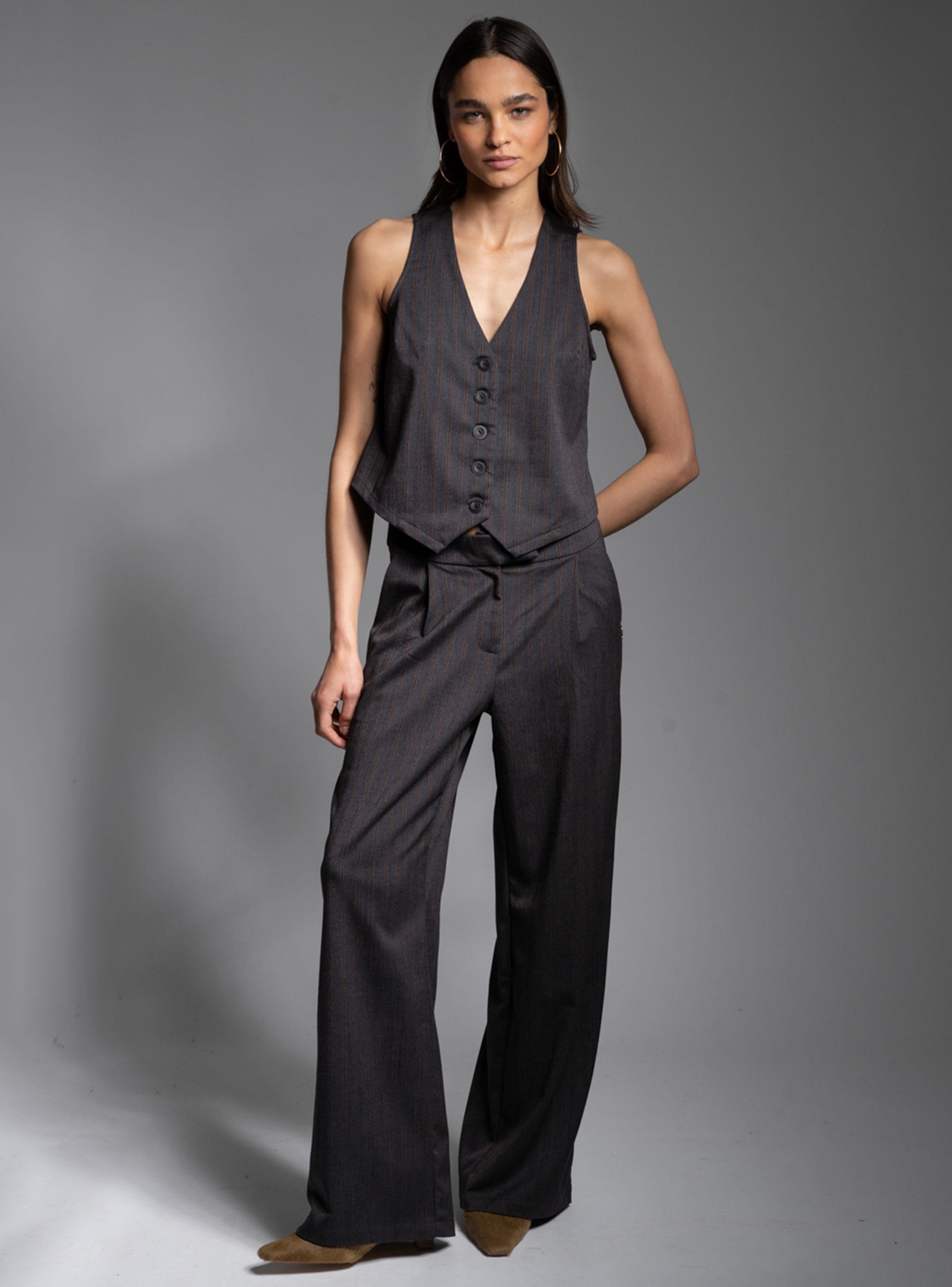 Pantalón Tiro Medio Recto Rai Gris-4