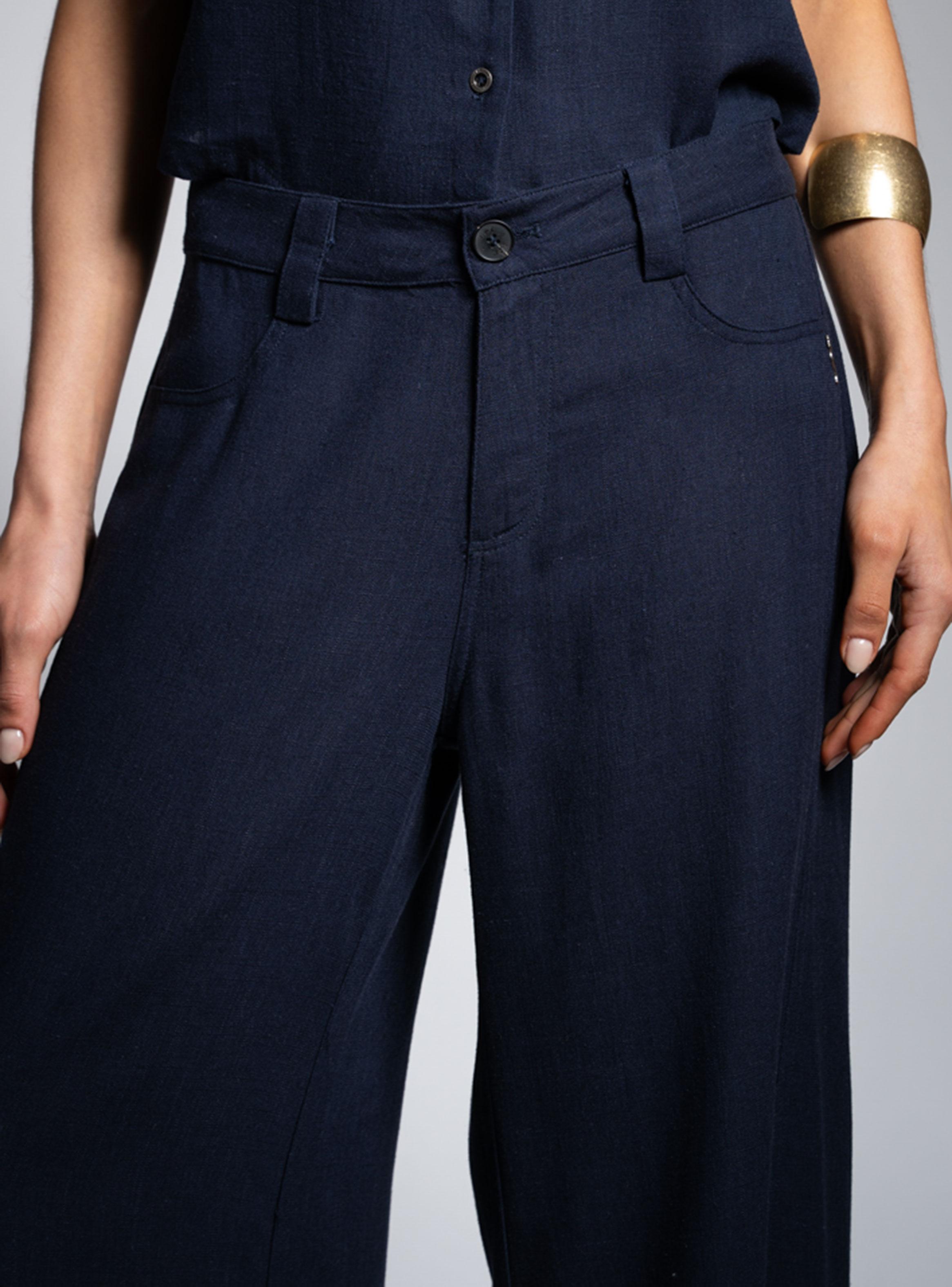 Pantalón Tiro Medio Wide Leg Anna Ta L Azul-3