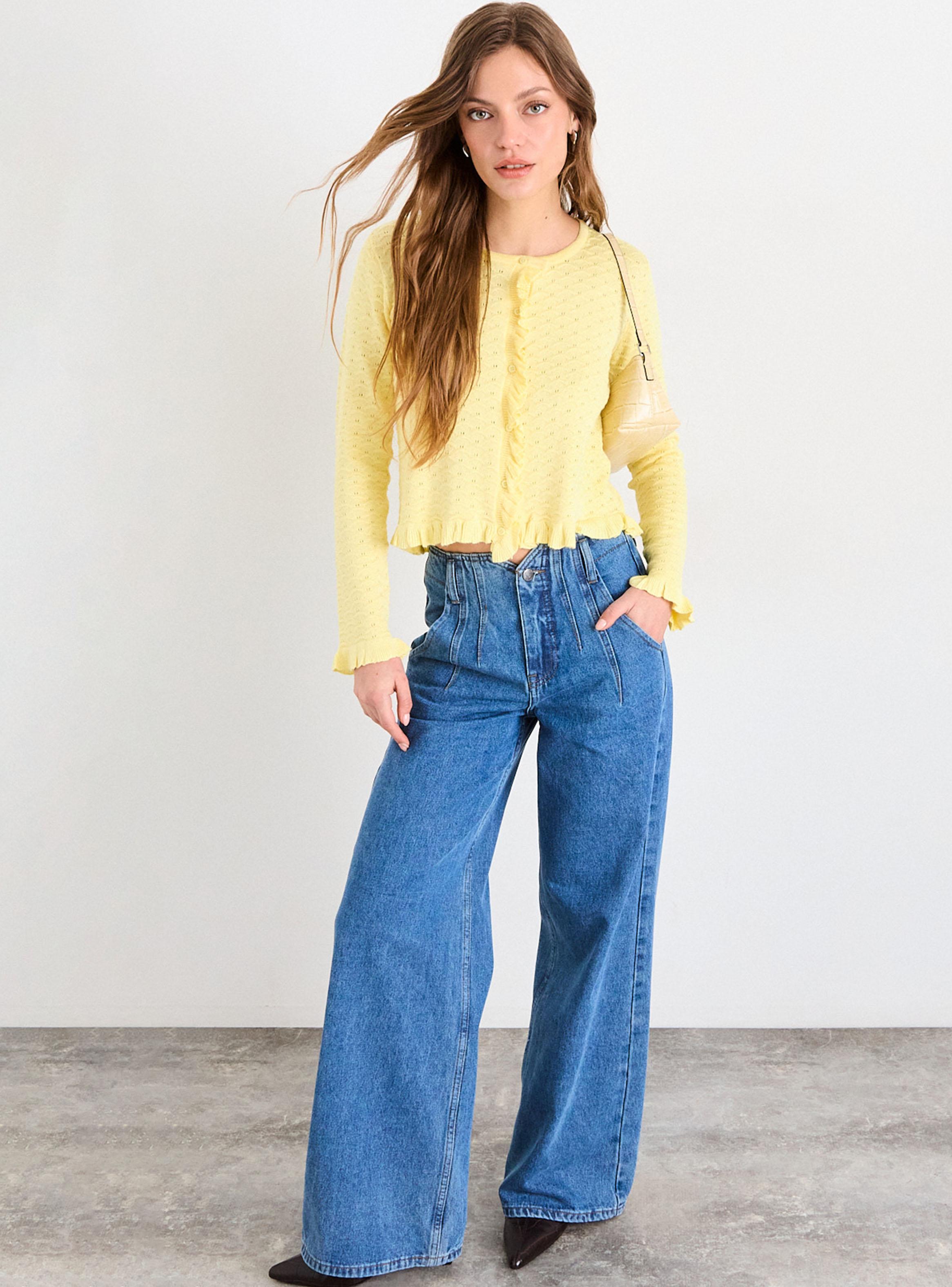 Jeans Liso Wide Leg Cierre y Tiro Medio-3