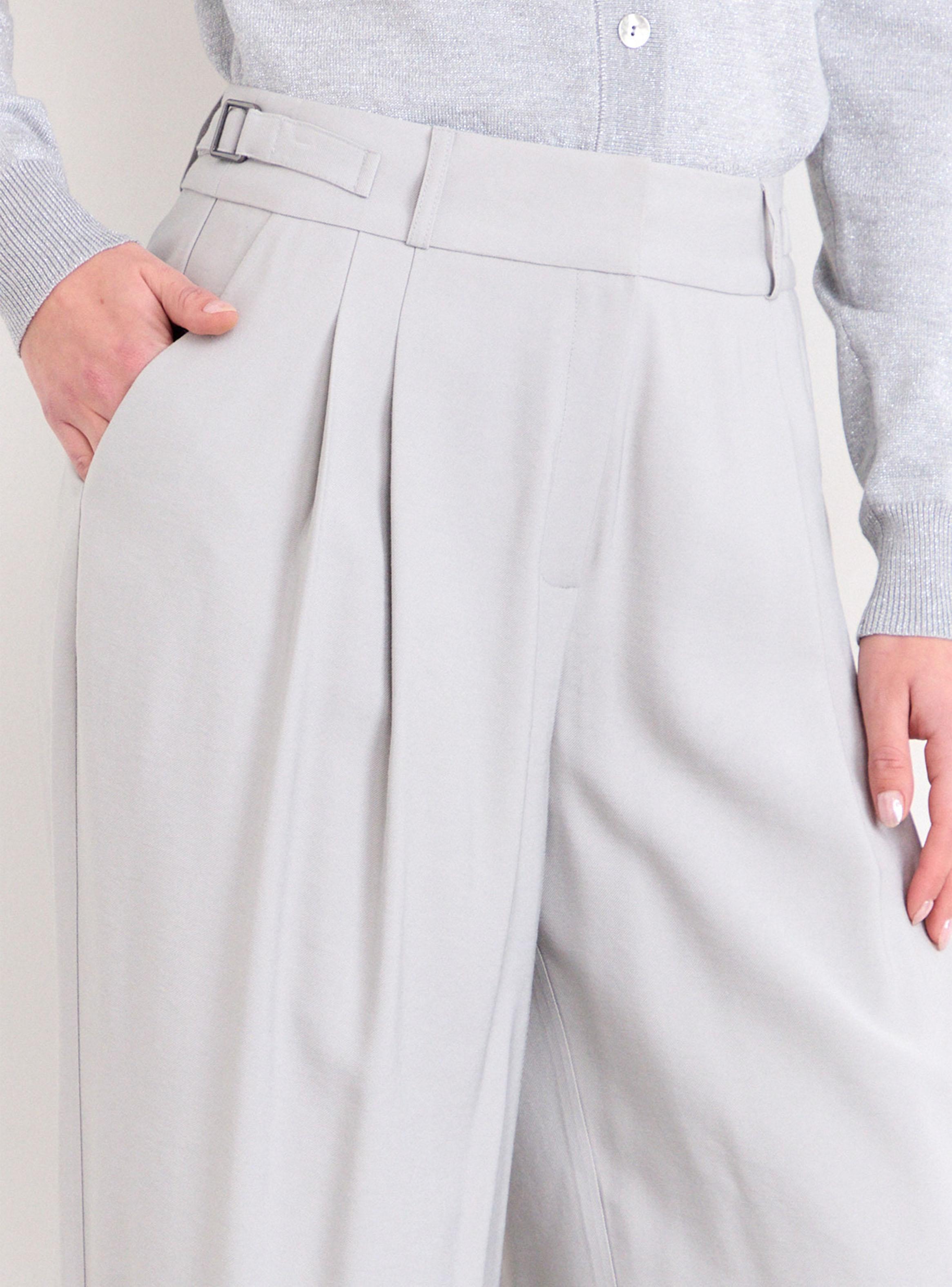 Pantalón Liso Wide Leg Tiro Medio Pretina Detalle-2