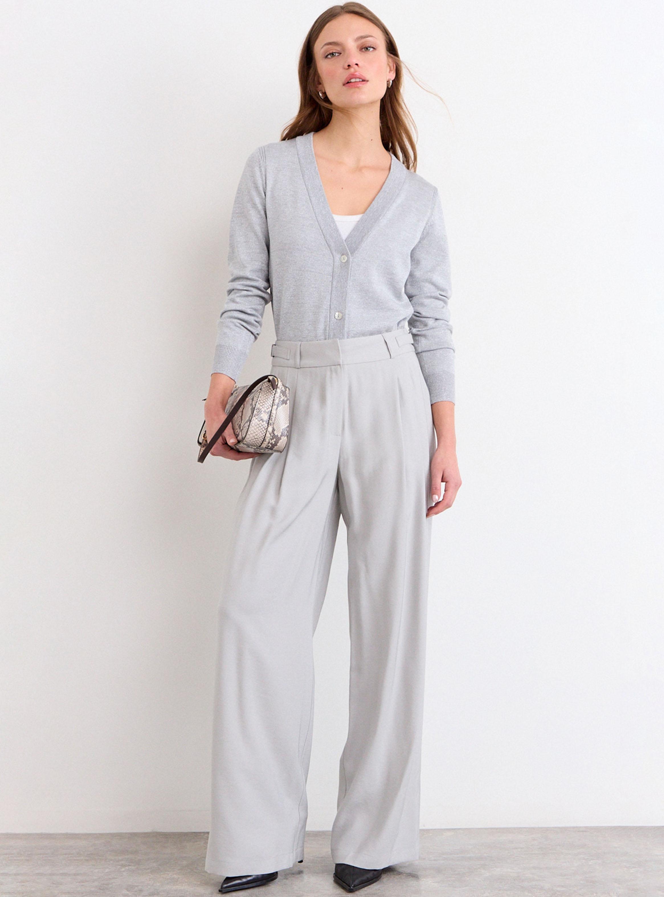 Pantalón Liso Wide Leg Tiro Medio Pretina Detalle-3