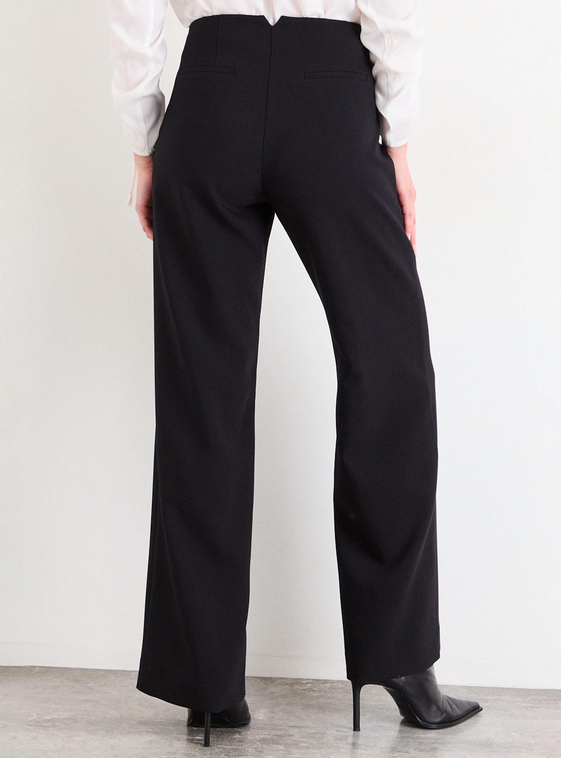 Pantalón Liso Wide Leg Tiro Medio Color Básico-1