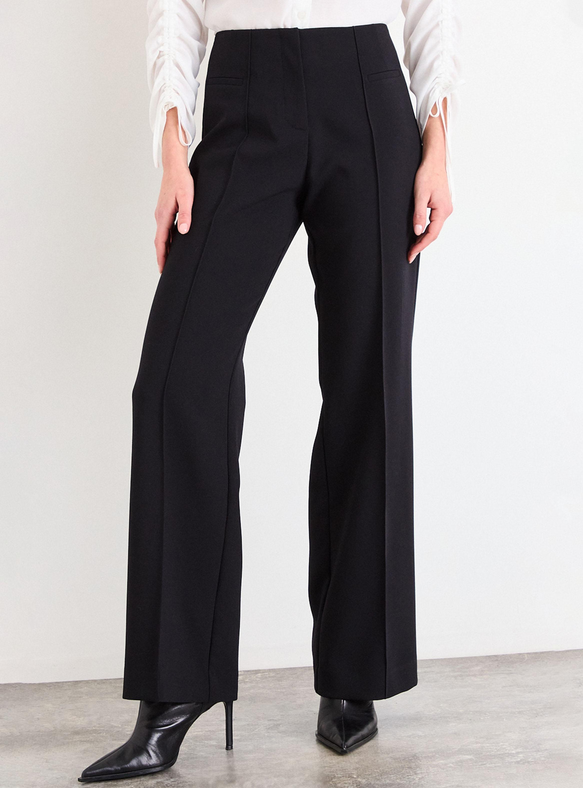 Pantalón Liso Wide Leg Tiro Medio Color Básico-0