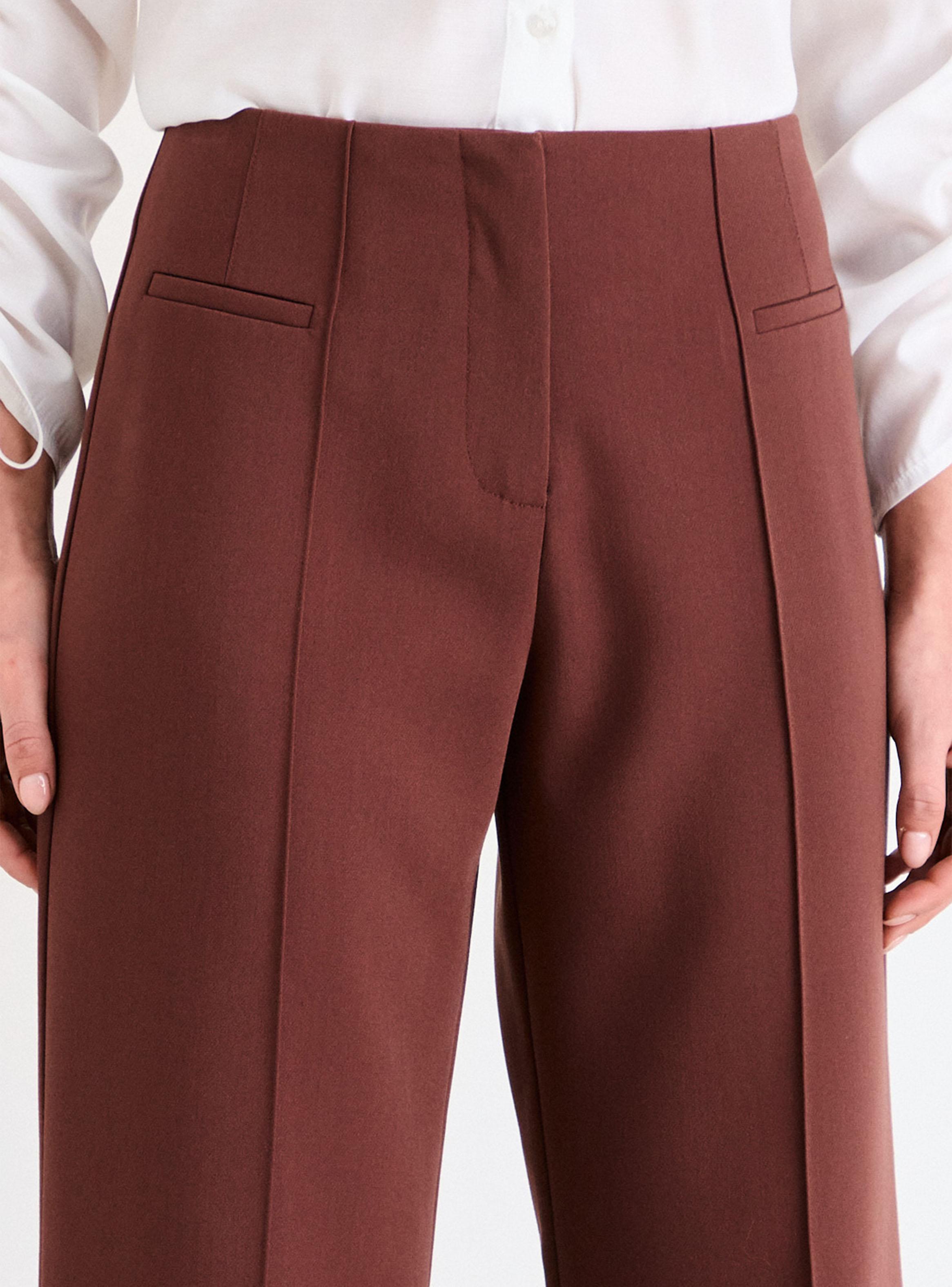 Pantalón Liso Wide Leg Tiro Medio y Cierre-2