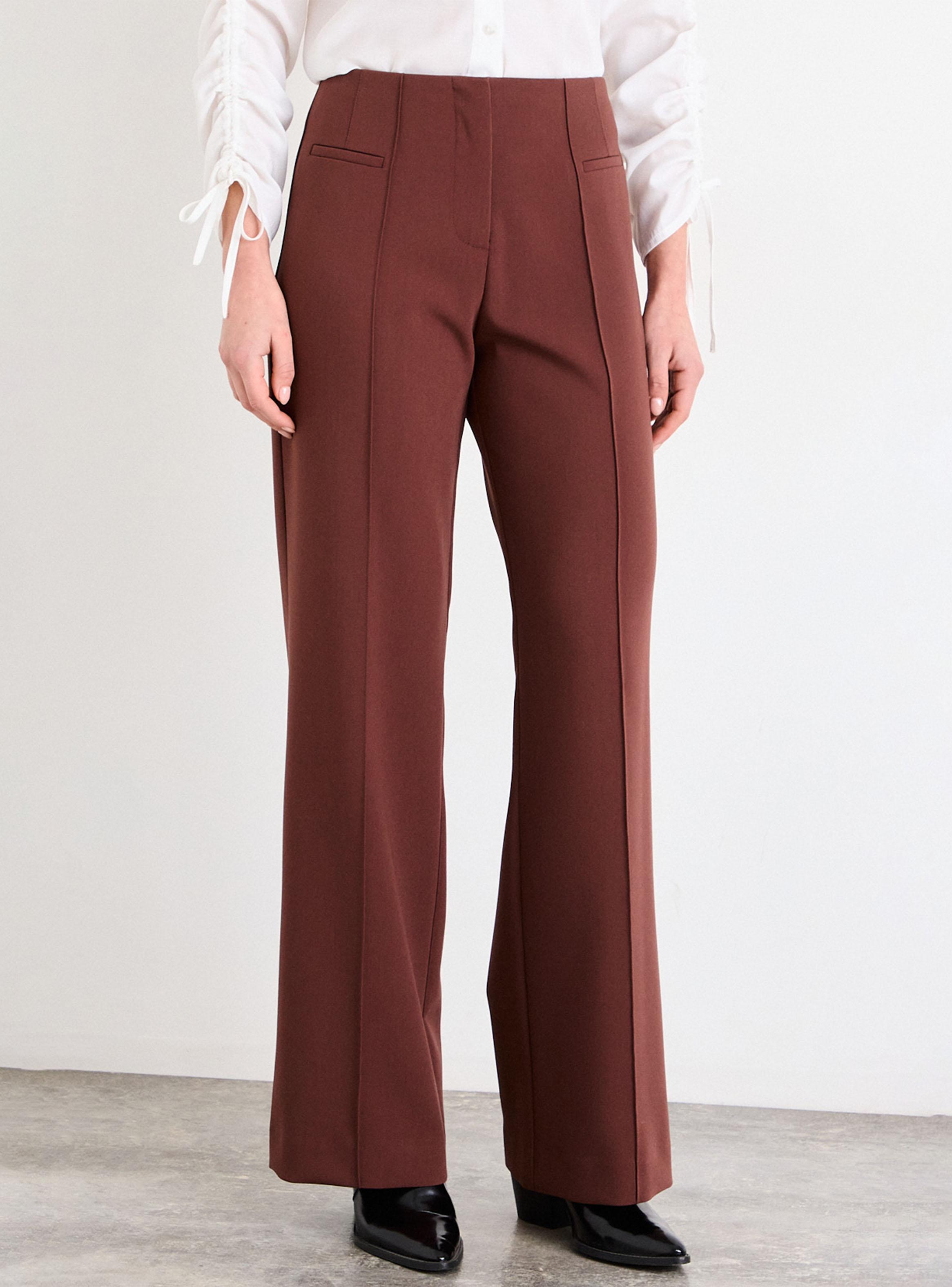 Pantalón Liso Wide Leg Tiro Medio y Cierre-0