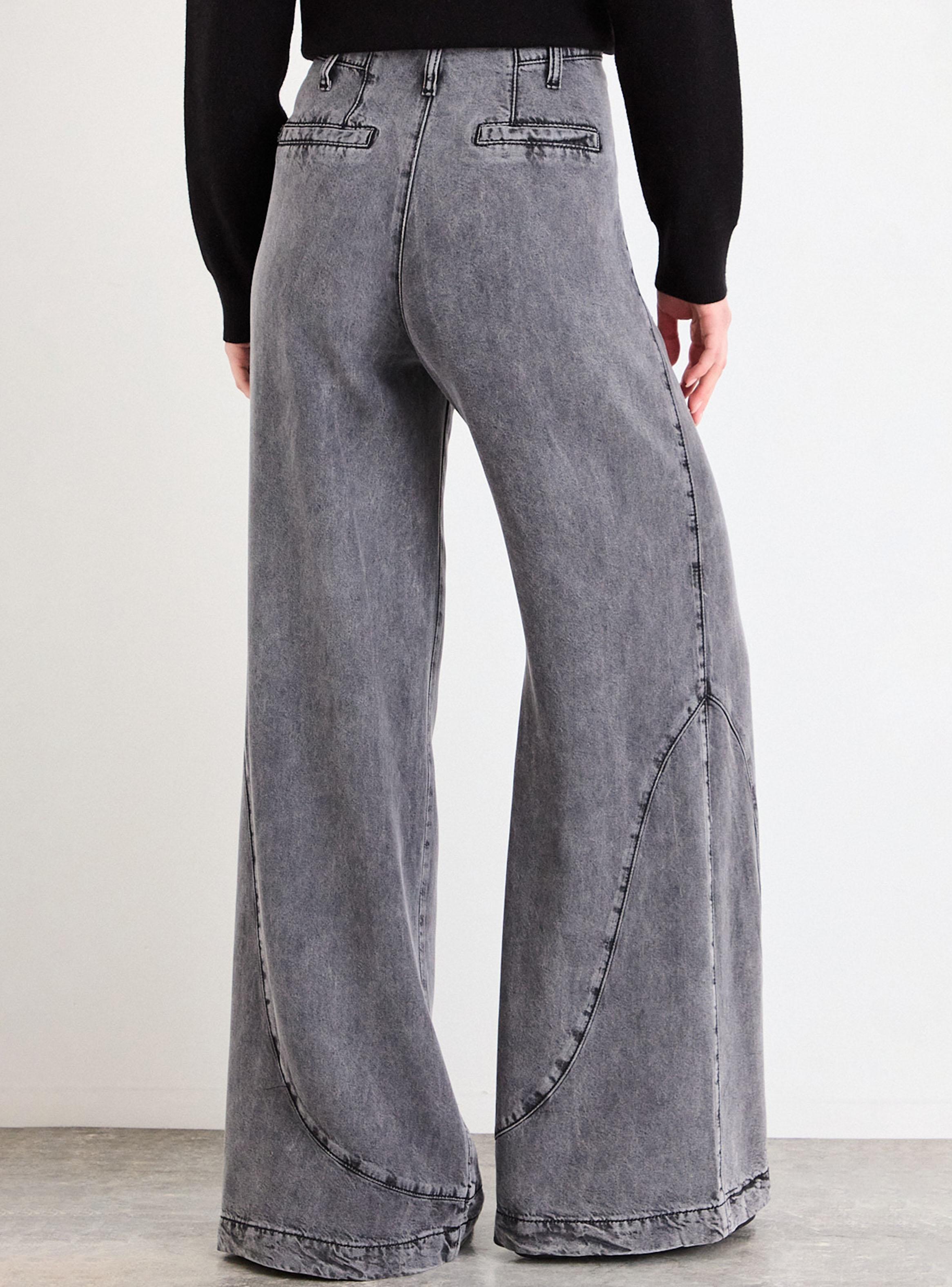 Pantalón Liso Wide Leg Tiro Medio Cierre-1