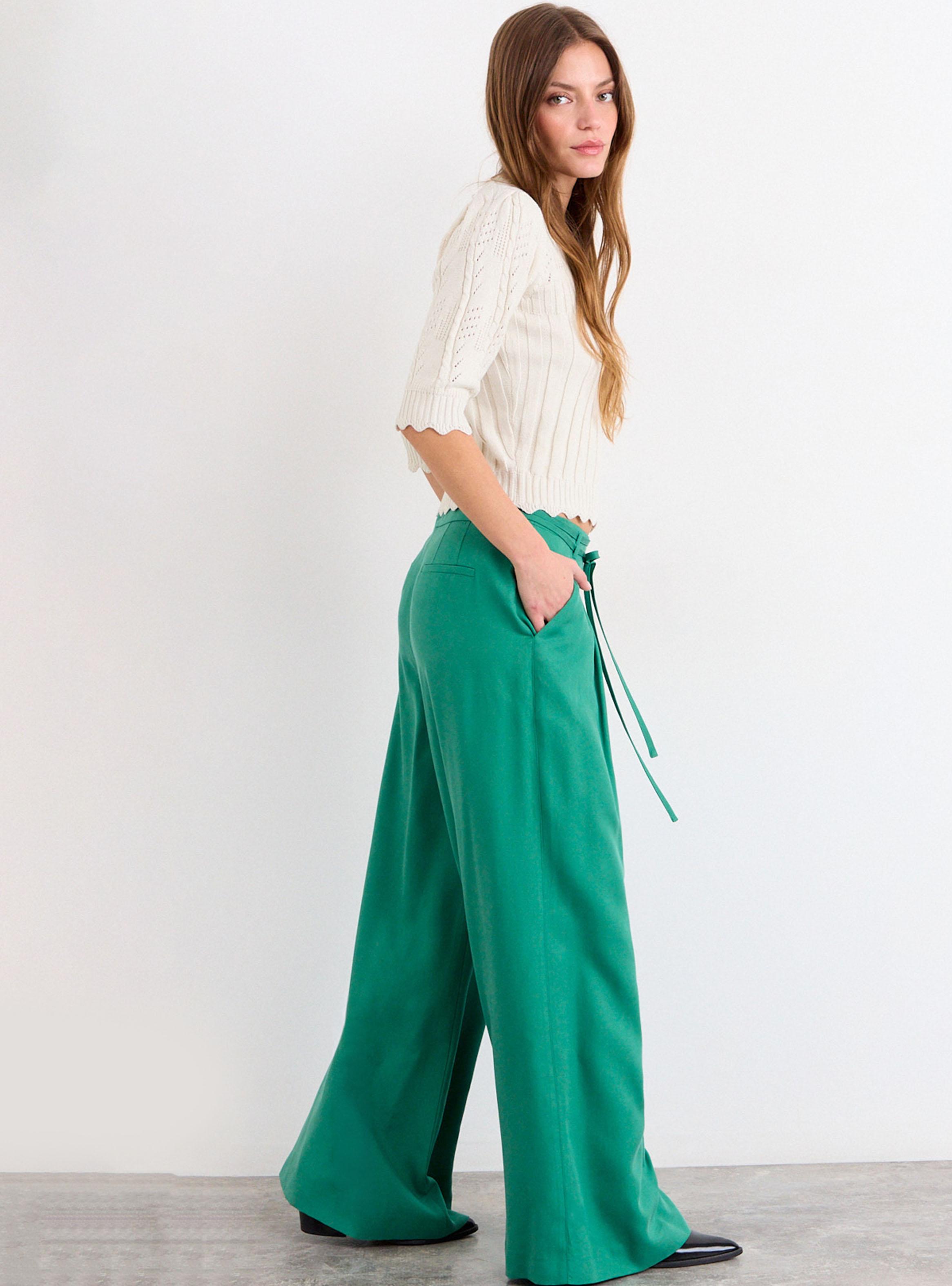 Pantalón Liso Wide Leg Tiro Medio Color-4