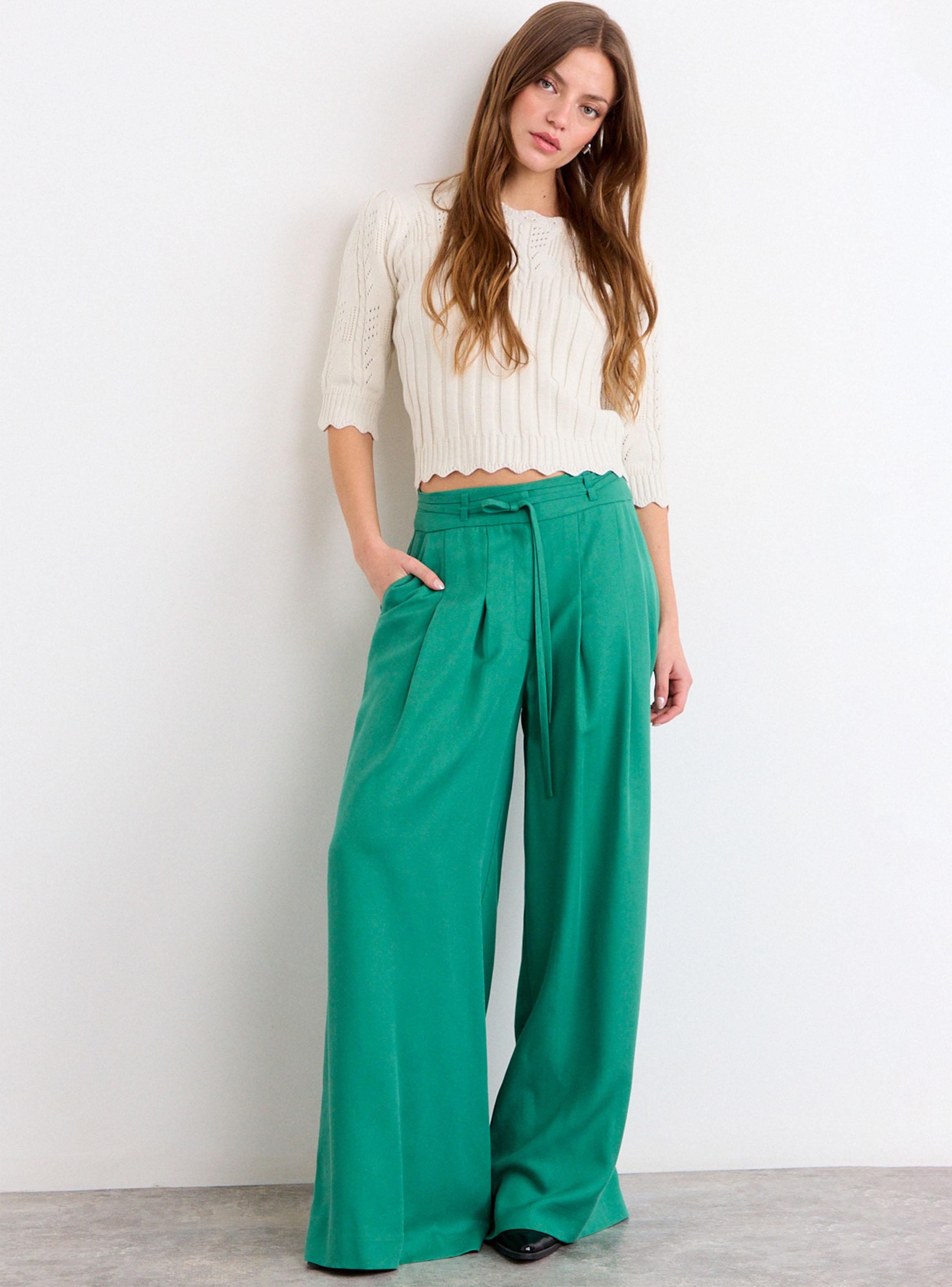 Pantalón Liso Wide Leg Tiro Medio Color-3