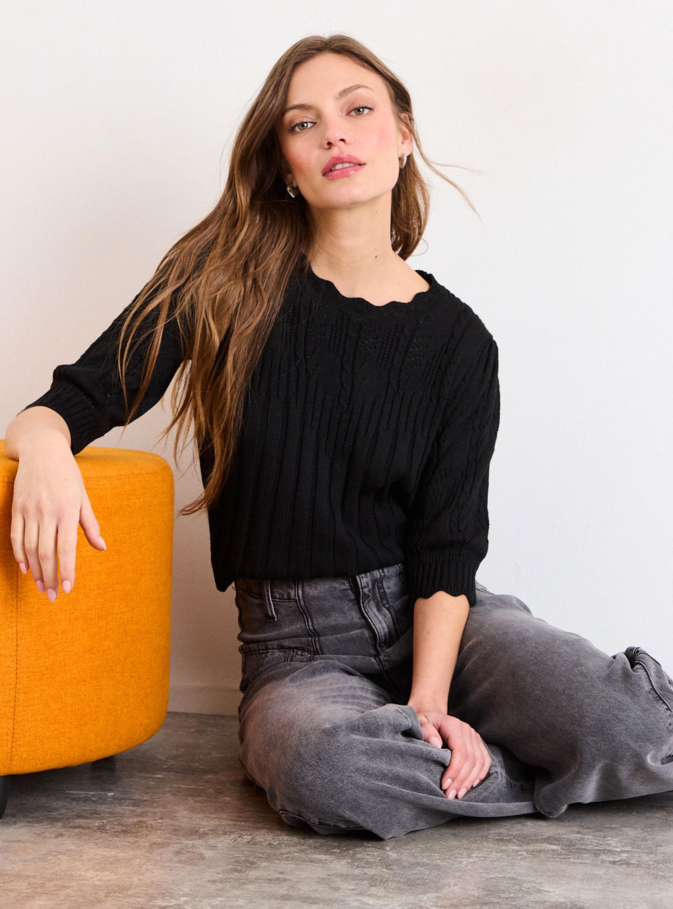 Sweater Liso Manga Tres Cuartos-3