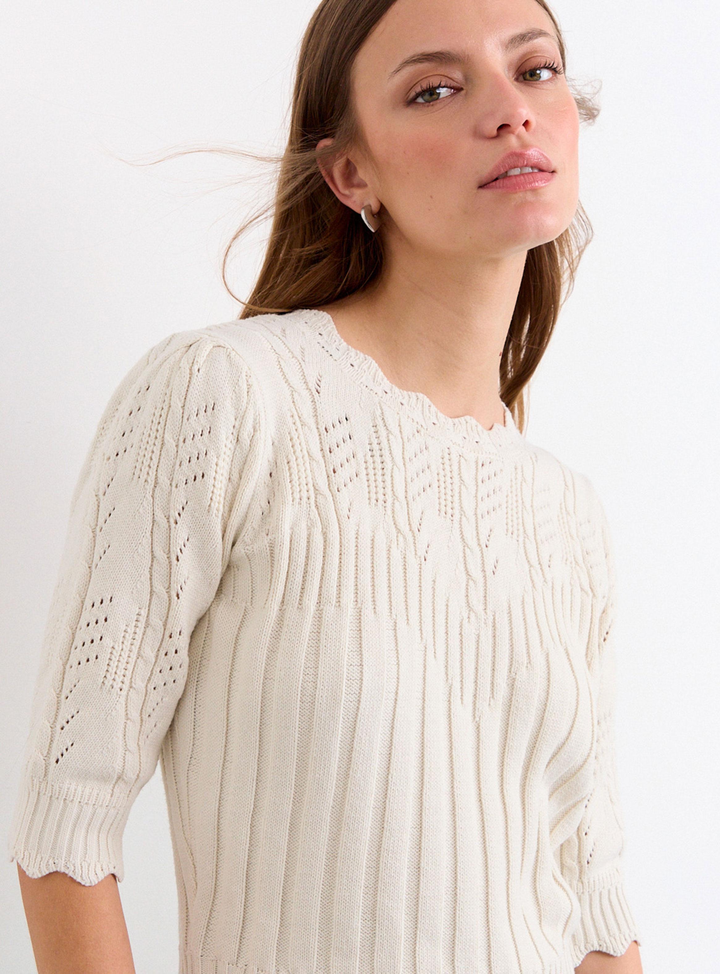 Sweater Liso Manga Tres Cuartos Regular-2