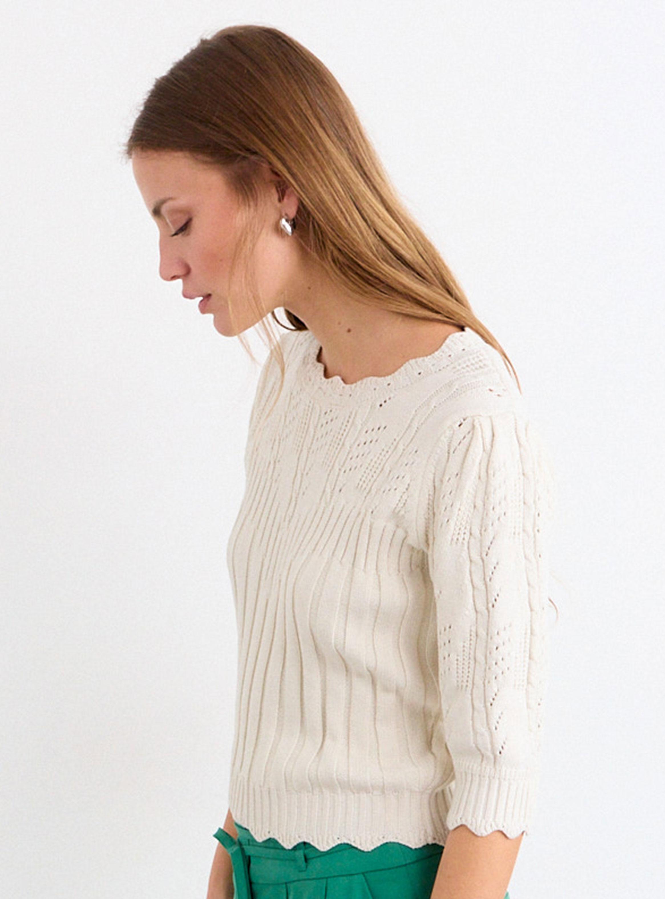 Sweater Liso Manga Tres Cuartos Regular-1