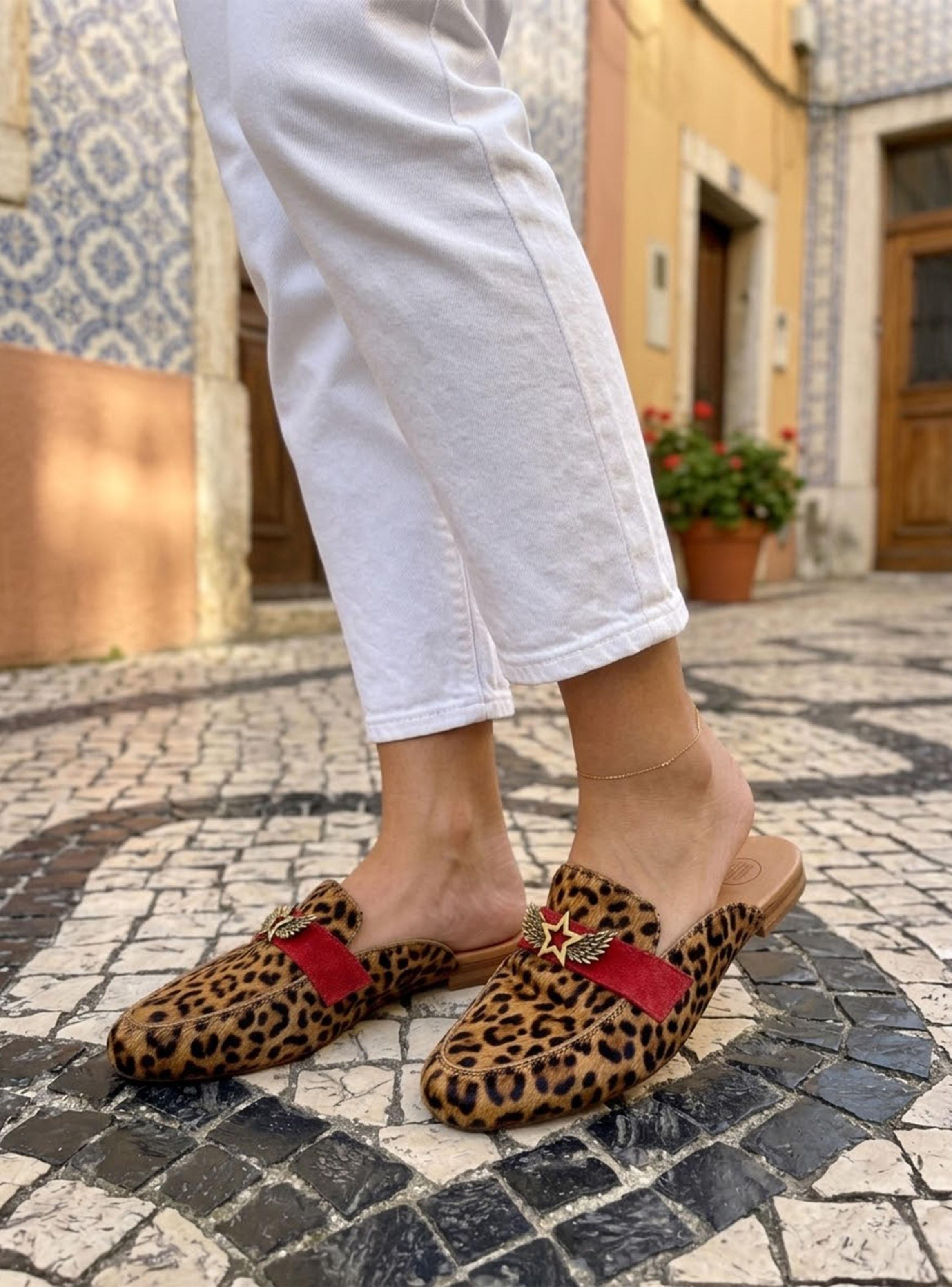 Babucha Elena Print Cuero Mujer-0