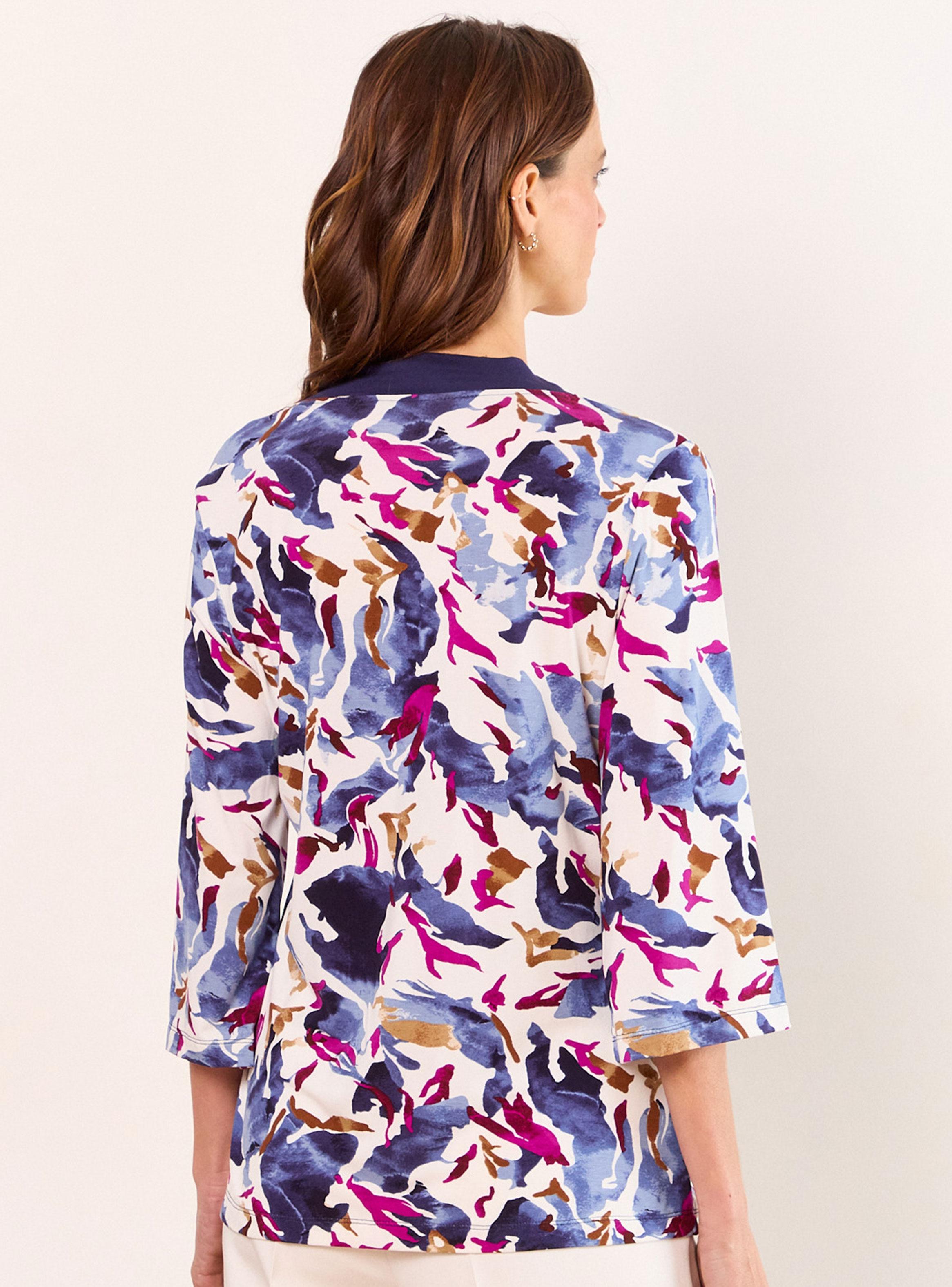 Polera Estampado Abstracto Cuello V-1