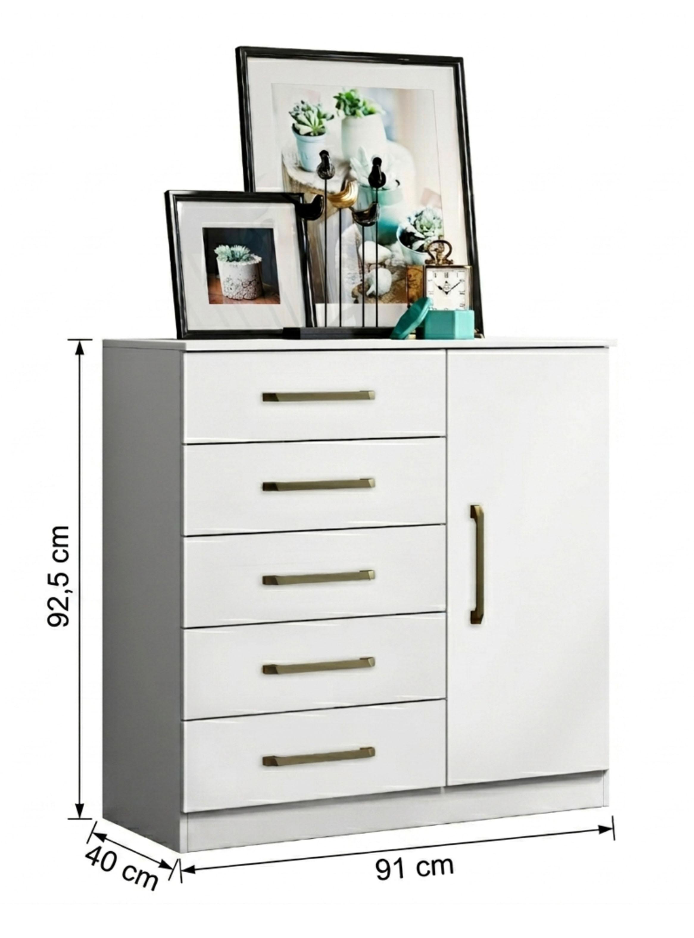 Cómoda Milao 1 Puerta 5 Cajones Blanca-1
