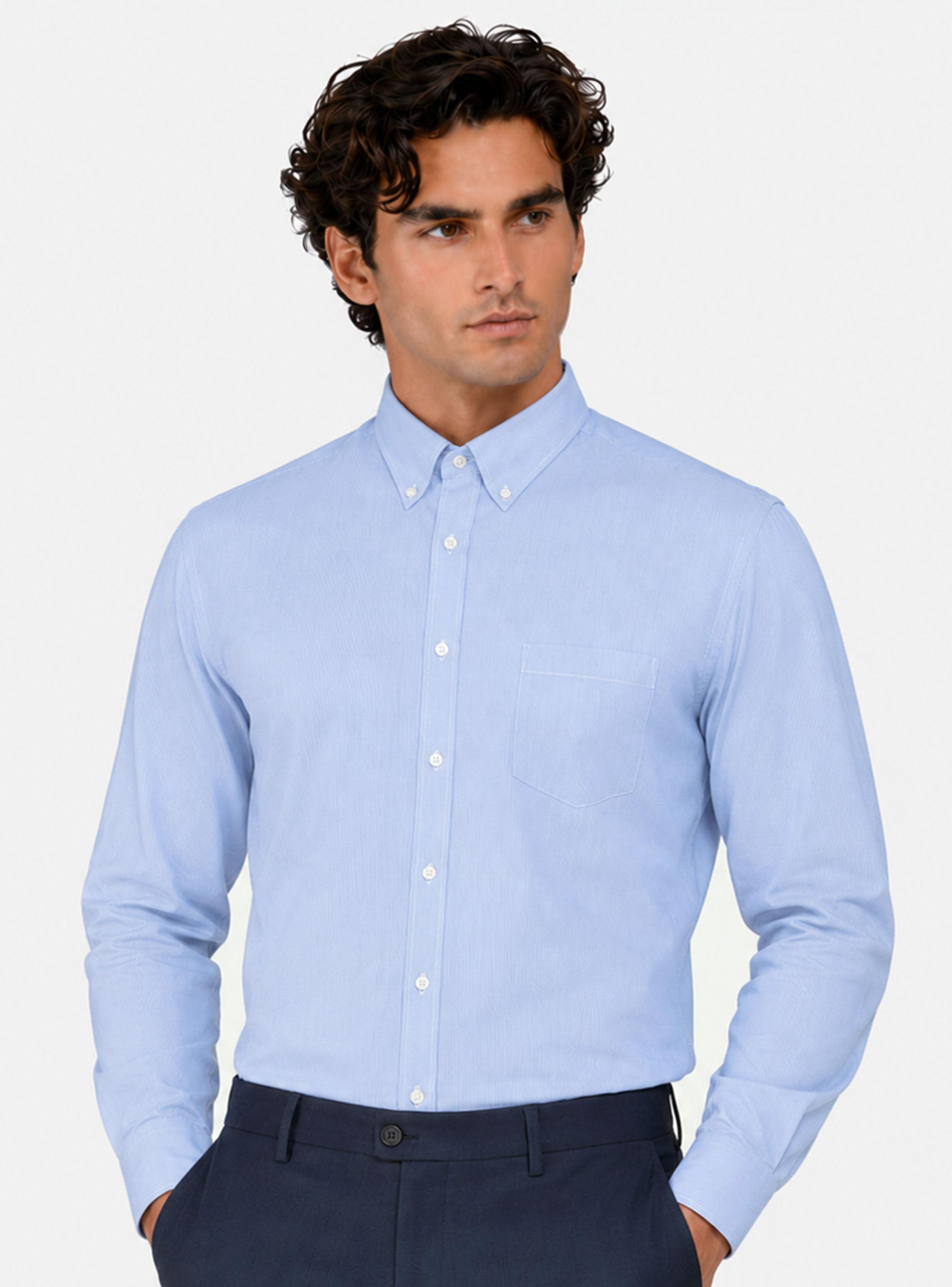 Camisa Formal Color Manga Larga con Bolsillo-0