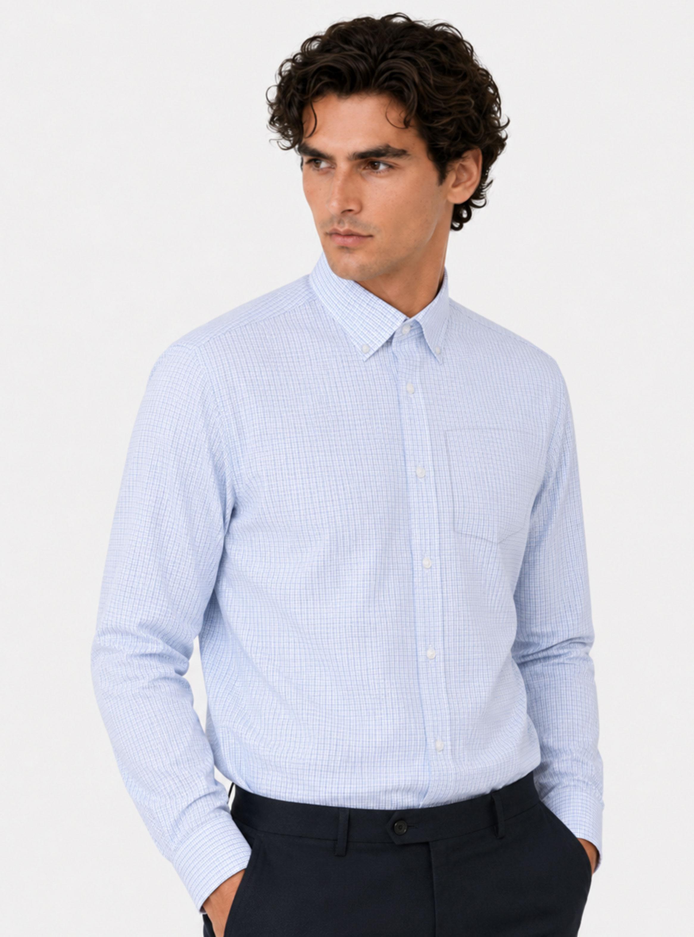 Camisa Formal Color Manga Larga Bolsillo-0