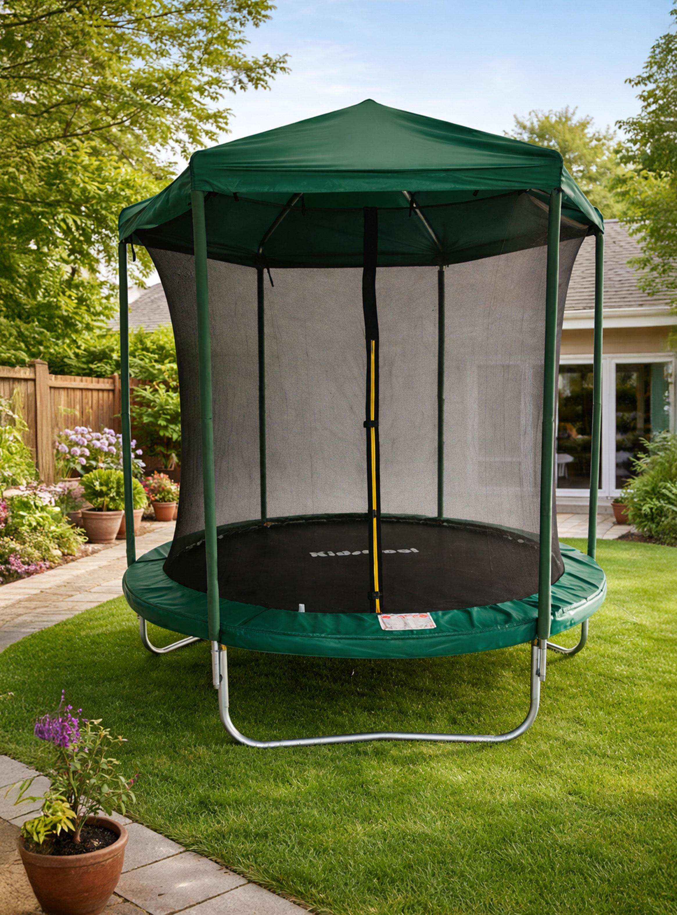 Cama Elástica Verde con Techo 8 Pies-5